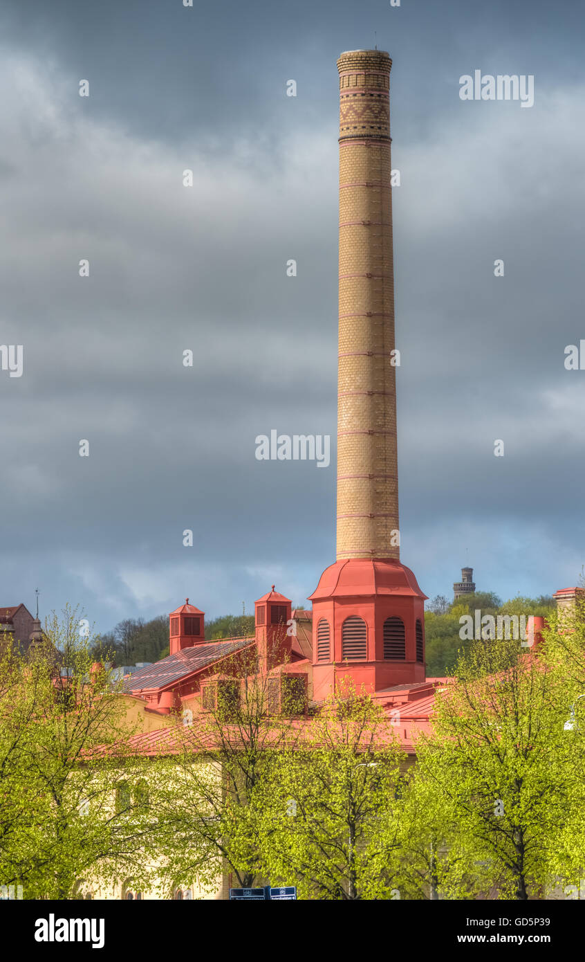 Late XIX century industrial architecture incorporating the iconic Swedish colored metal roofs