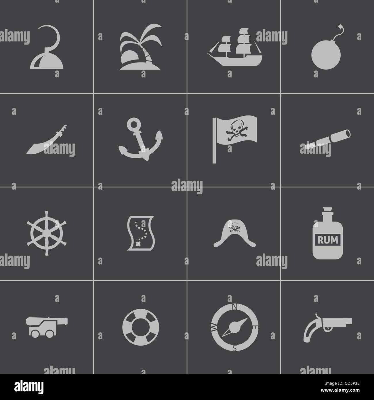 Vector black pirates icons set Stock Vector Image & Art - Alamy