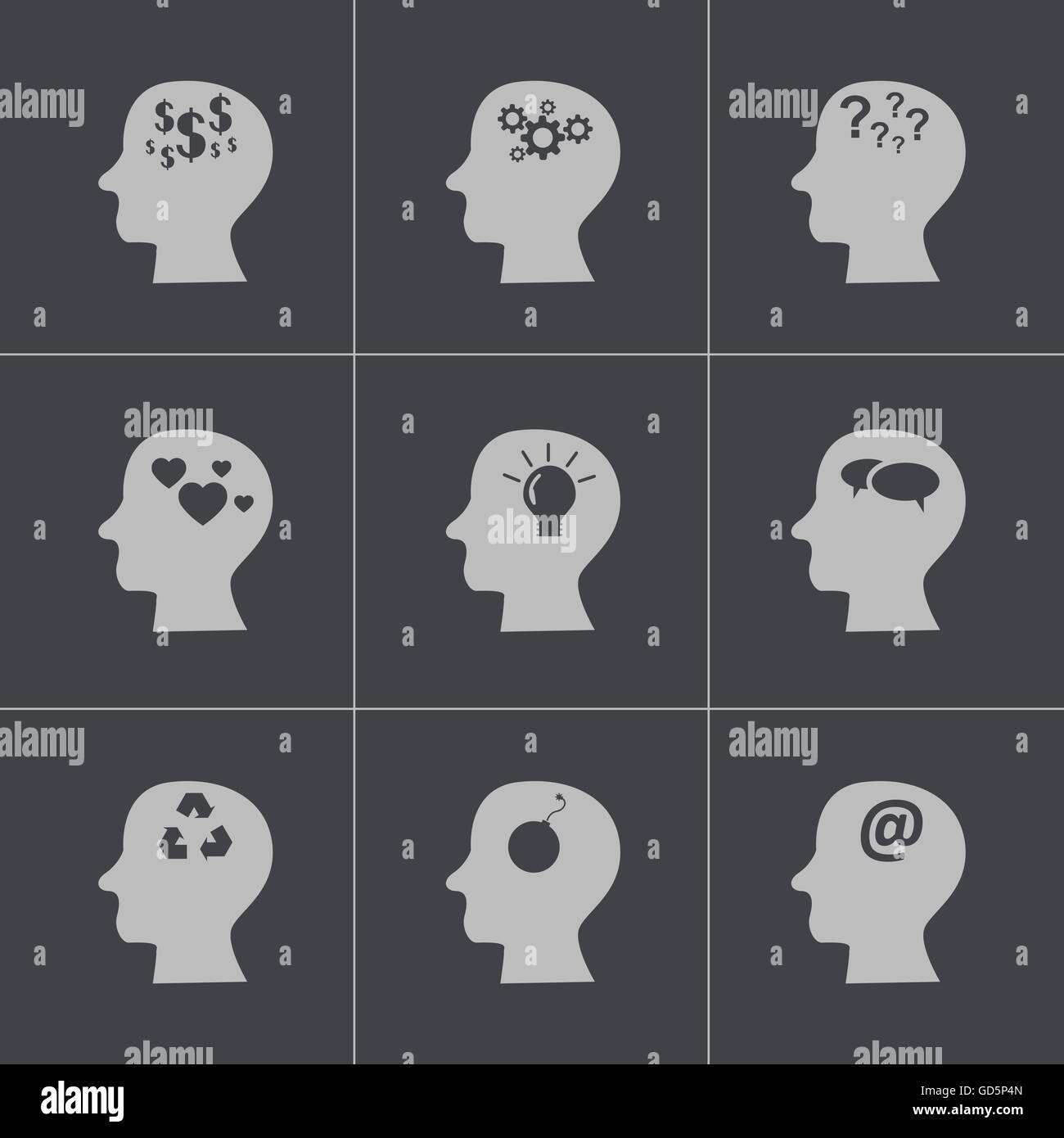 Vector black thoughts icons set Stock Vector Image & Art - Alamy
