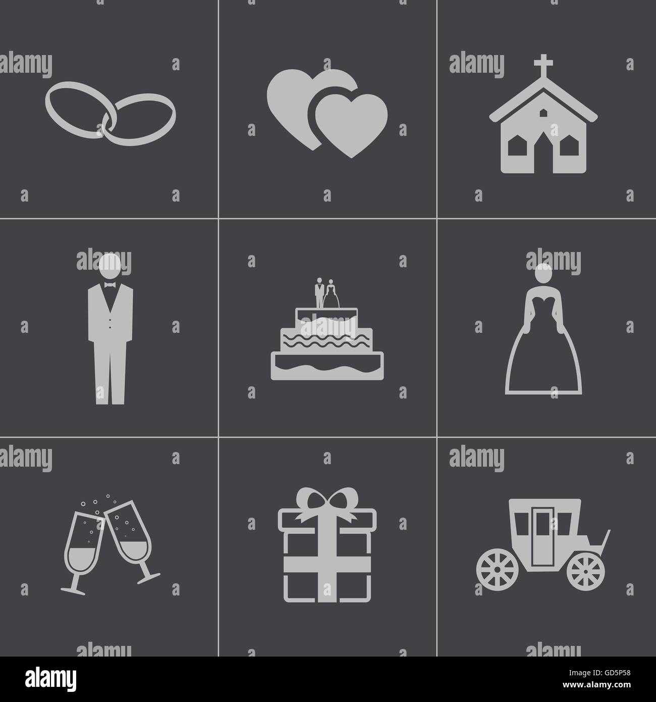 Vector black wedding icons set Stock Vector Image & Art - Alamy