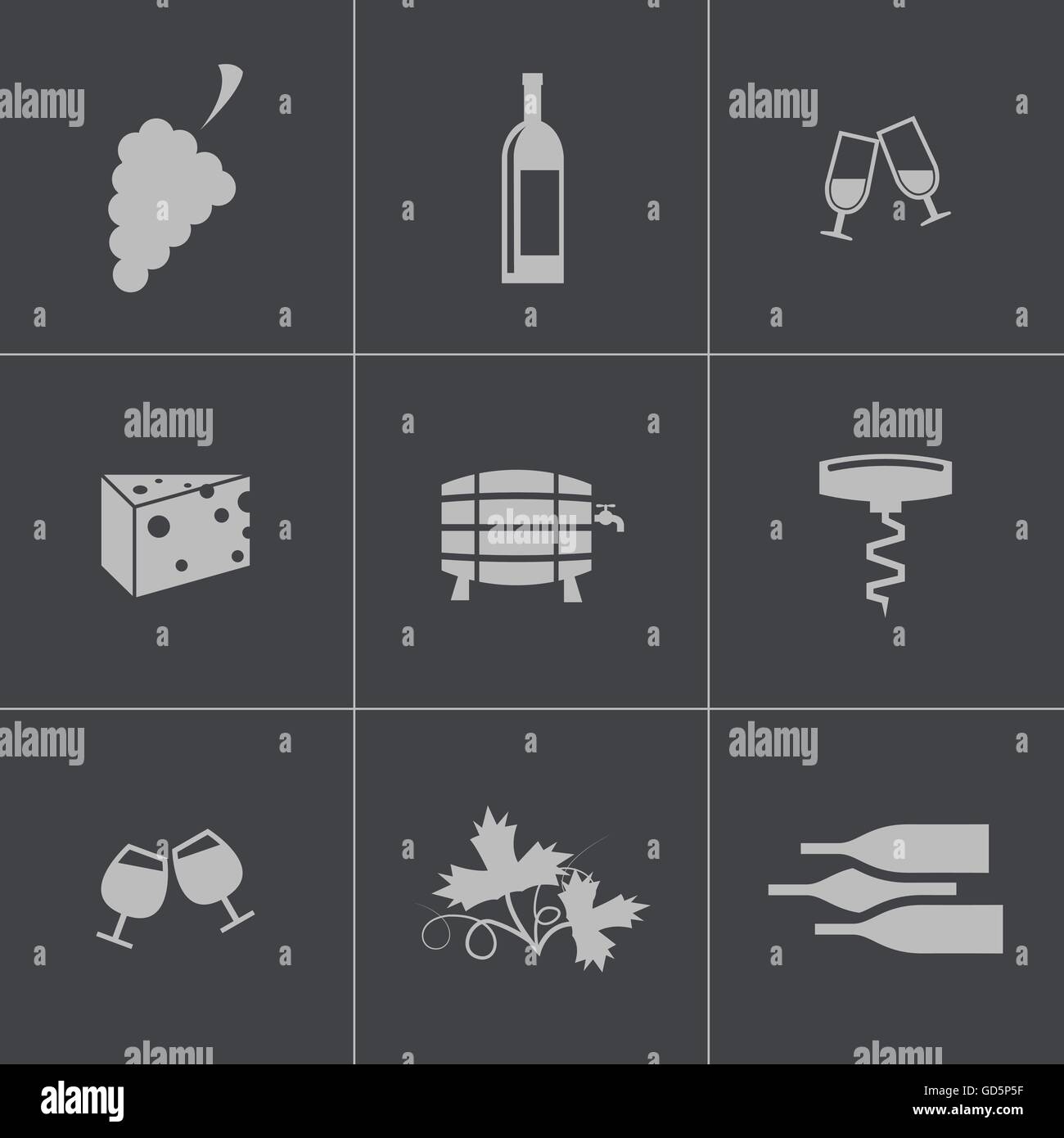 Vector black wine icons set Stock Vector Image & Art - Alamy