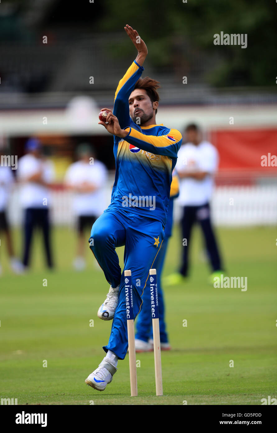 Pakistan. Amir Manager.net Pakistan's Mohammad Amir during a nets session at Lord's, London Stock ...