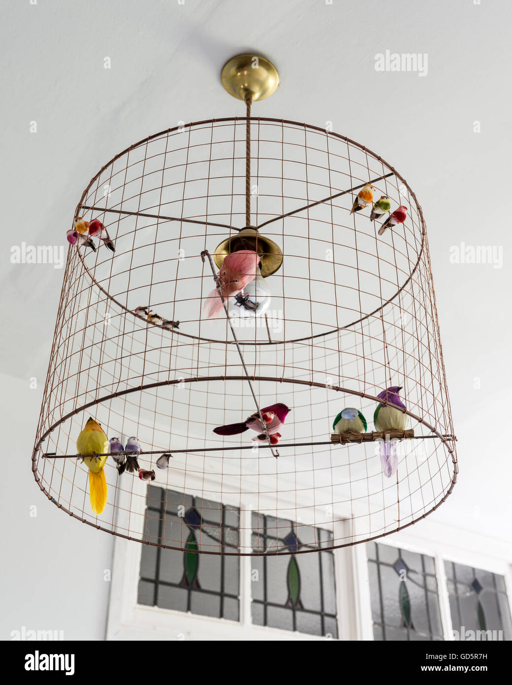 A decorative birdcage light fitting Stock Photo