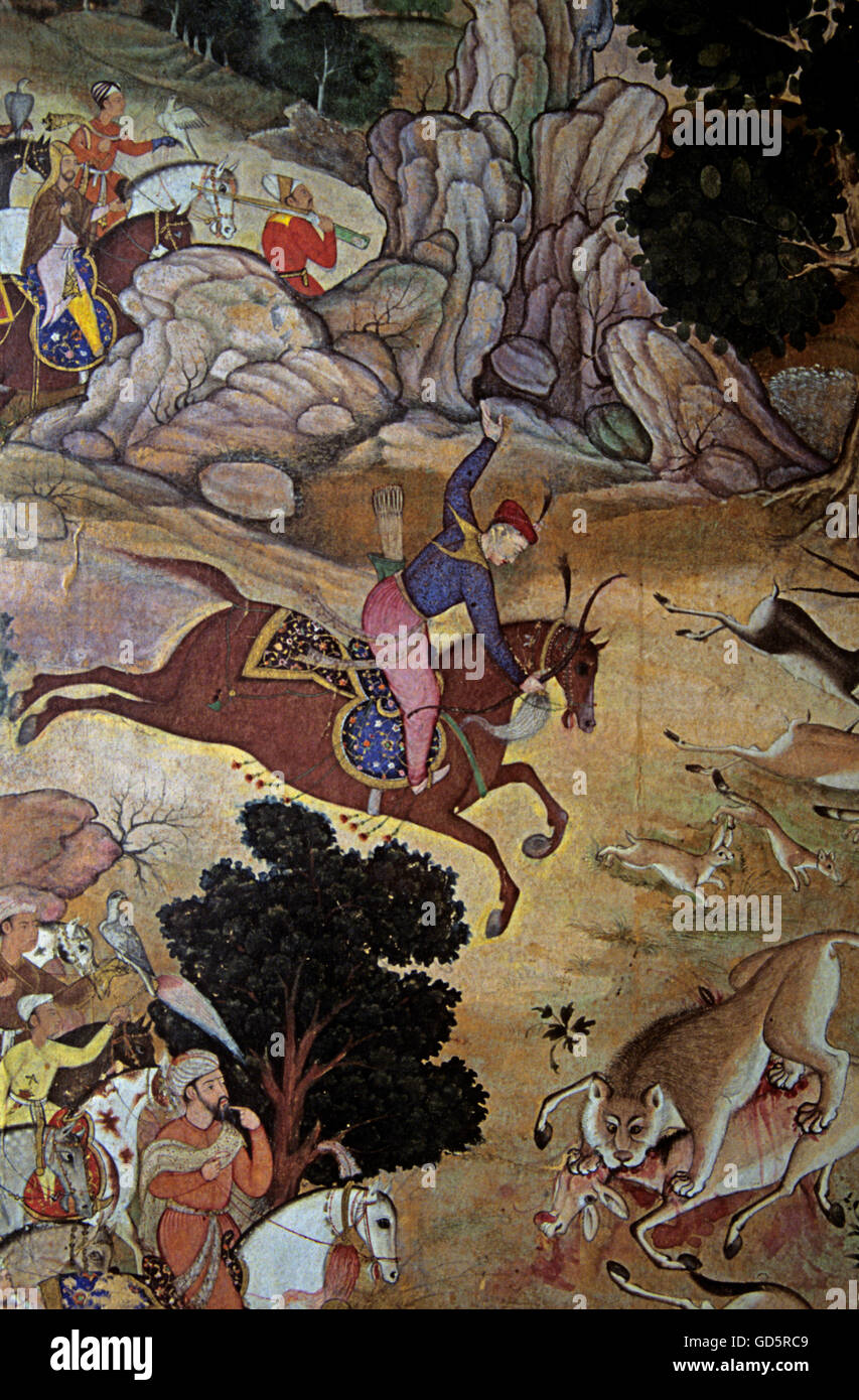 Miniature painting of Akbar Stock Photo