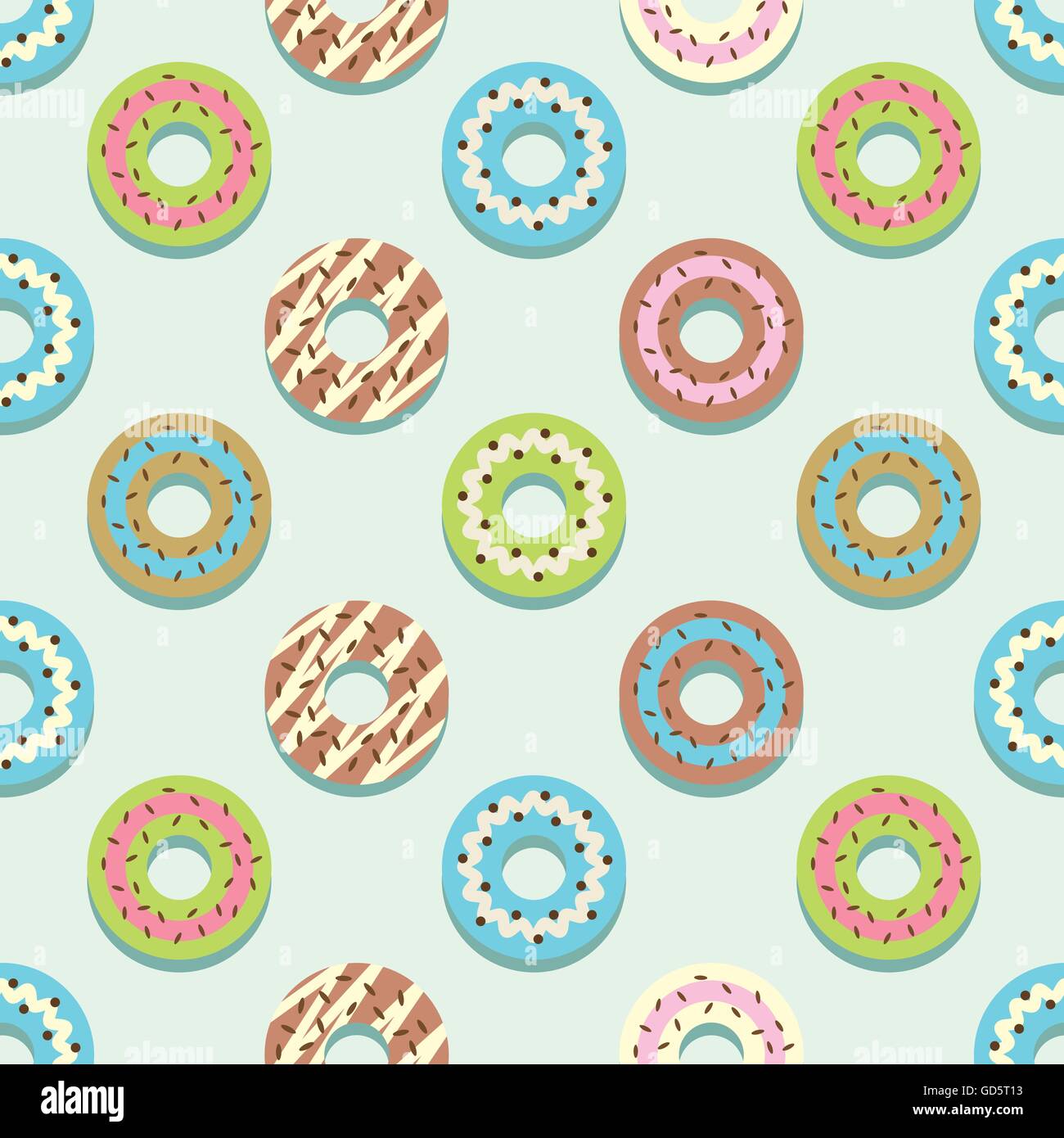 Seamless Pattern Different Style Colorful Donuts Background Vector ...