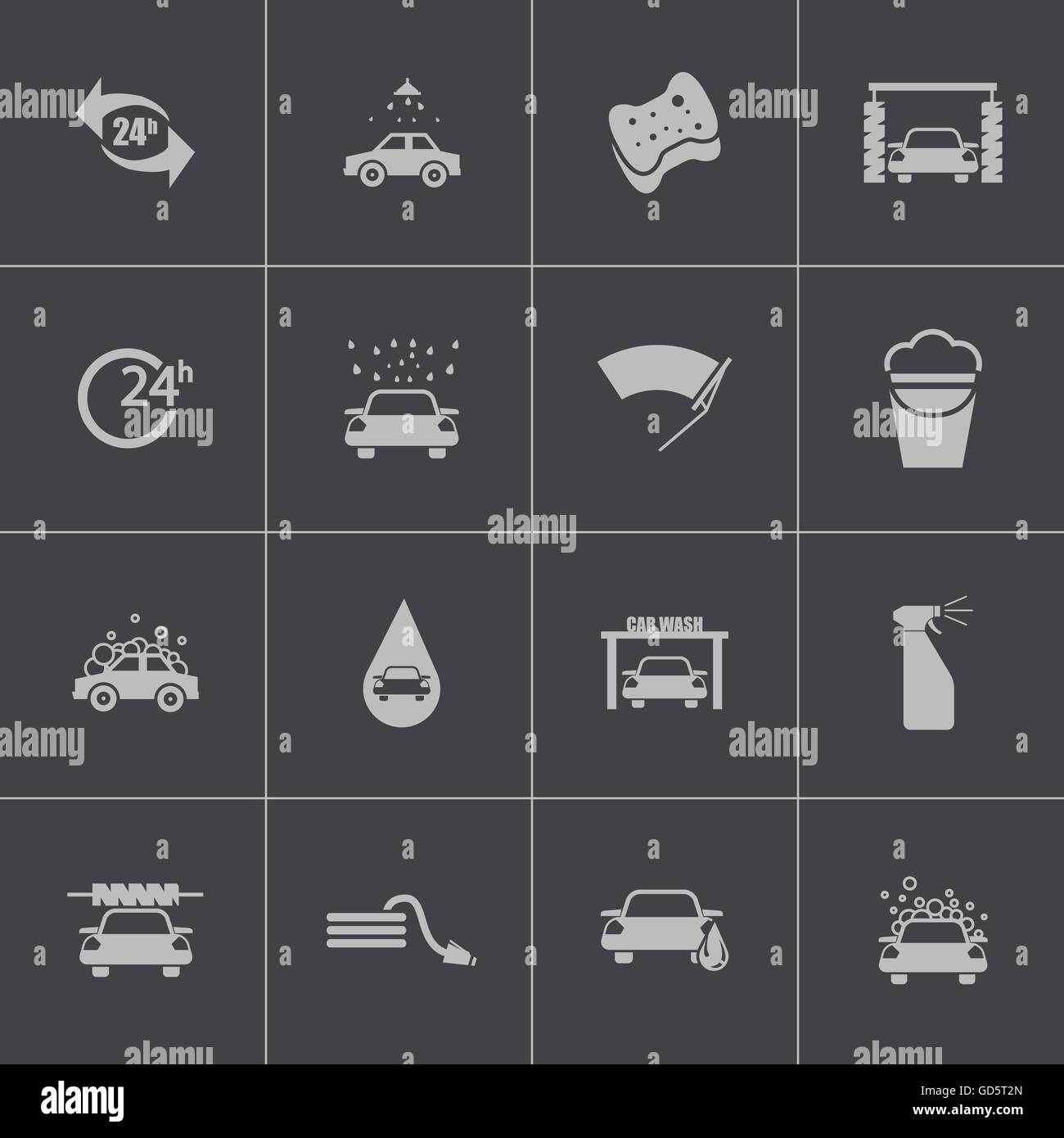 Vector black car wash icons set Stock Vector Image & Art - Alamy