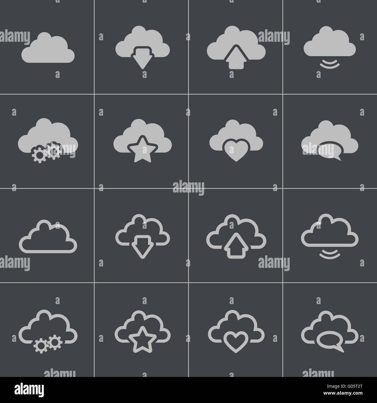 Vector black clouds icons set Stock Vector Image & Art - Alamy