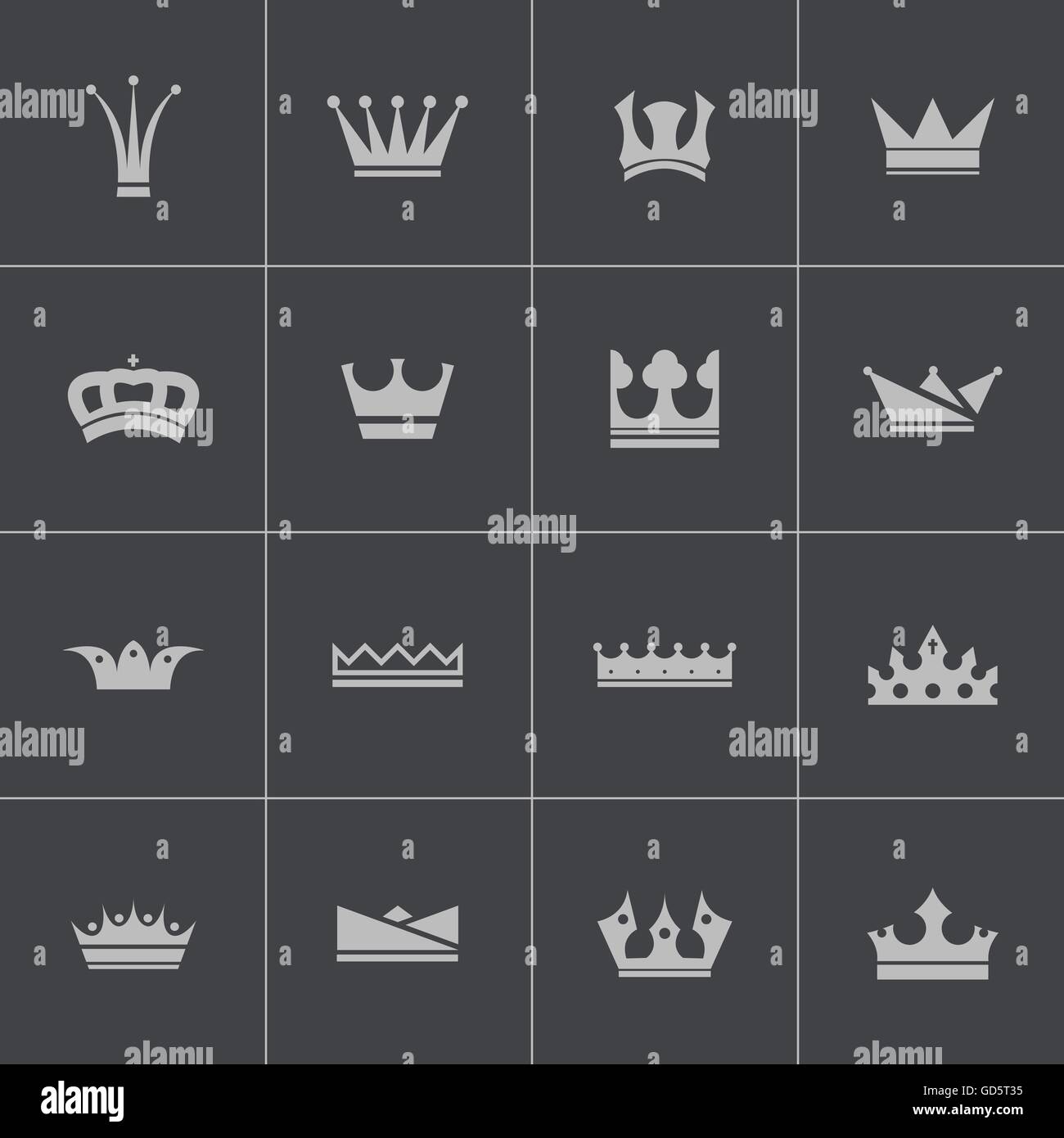 Vector black crown icons set Stock Vector Image & Art - Alamy