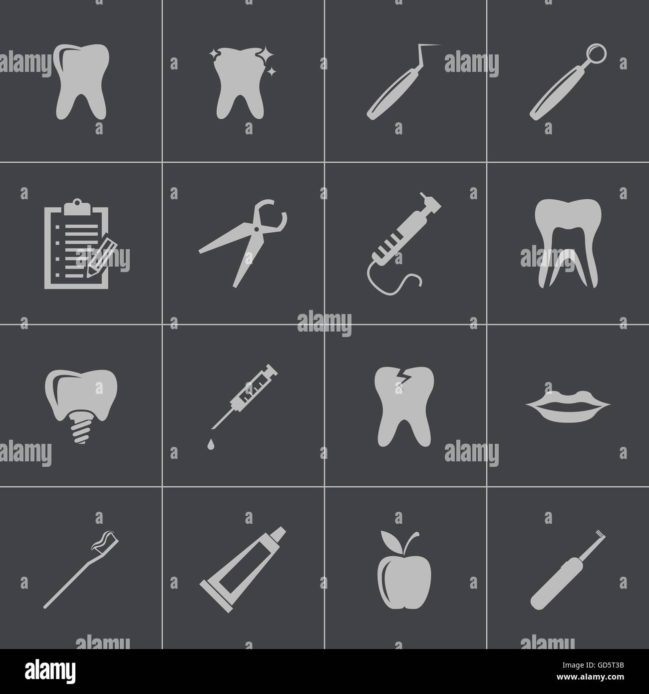 Vector black dental icons set Stock Vector Image & Art - Alamy