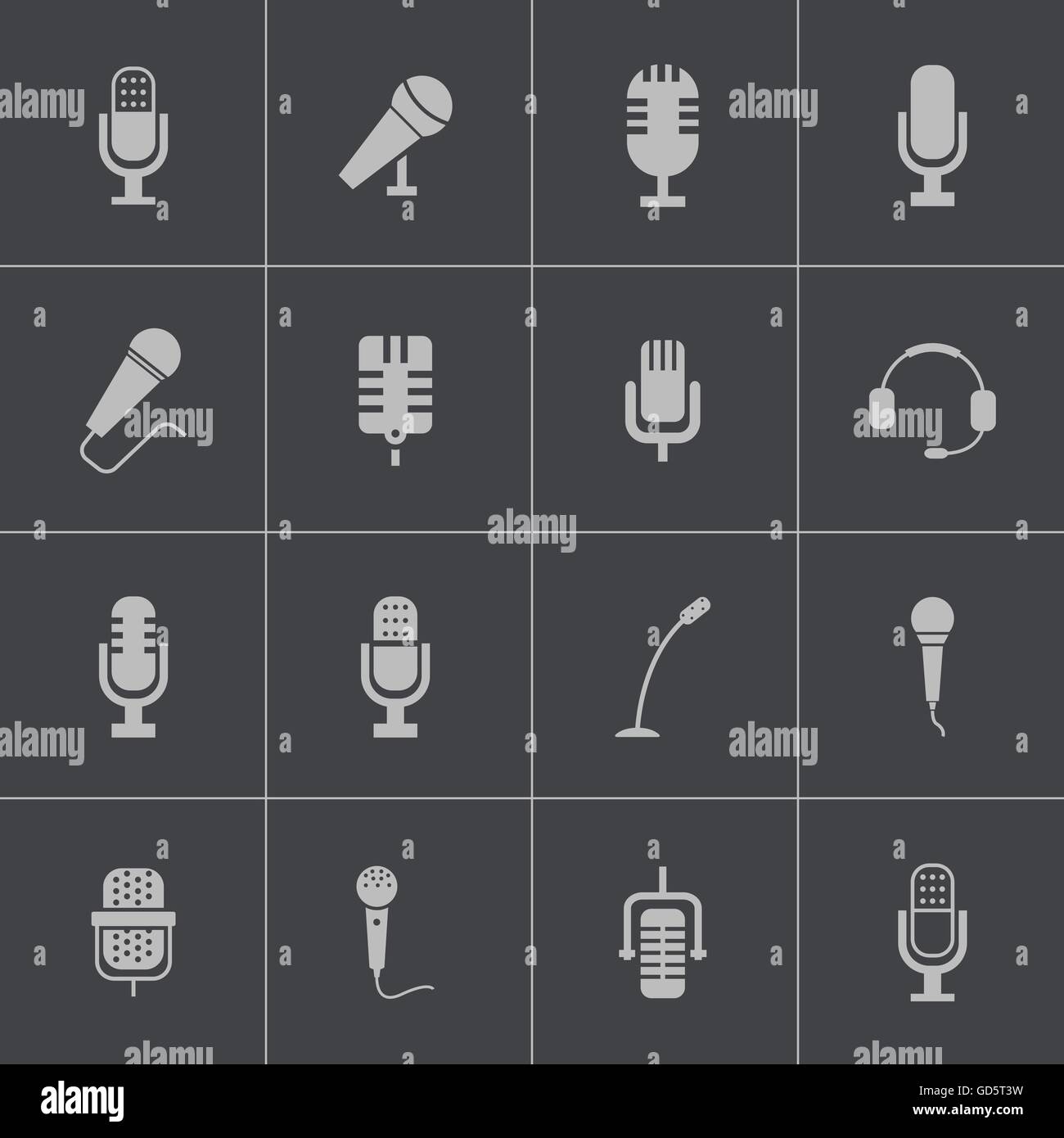 Vector black microphone icons set Stock Vector Image & Art - Alamy