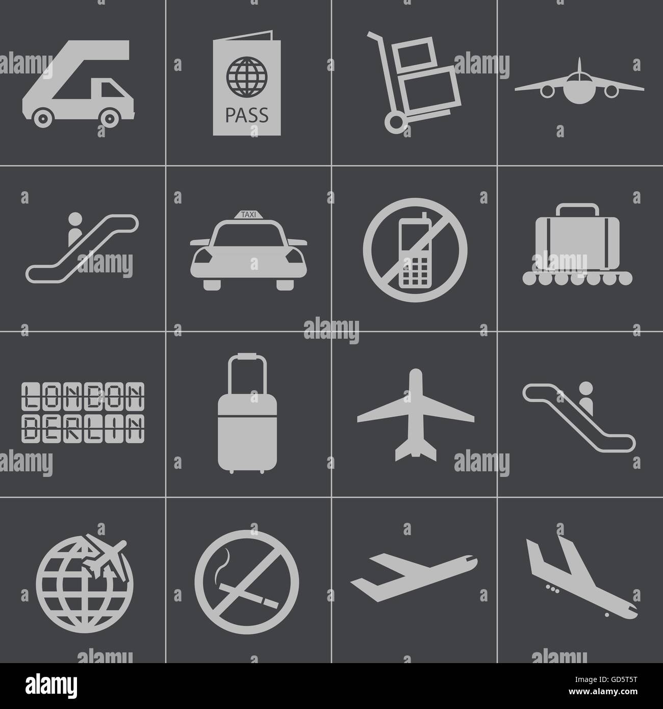 Vector black airport icons set Stock Vector Image & Art - Alamy
