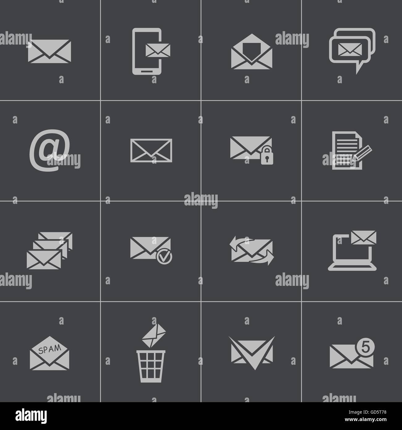 Vector black email icons set Stock Vector Image & Art - Alamy