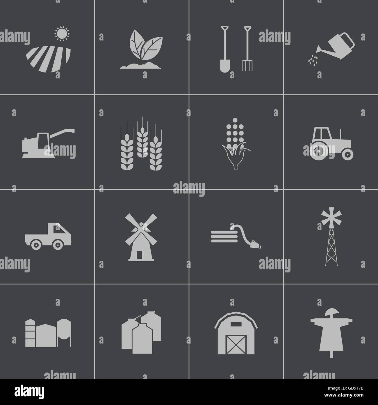 Vector black farming icons set Stock Vector Image & Art - Alamy