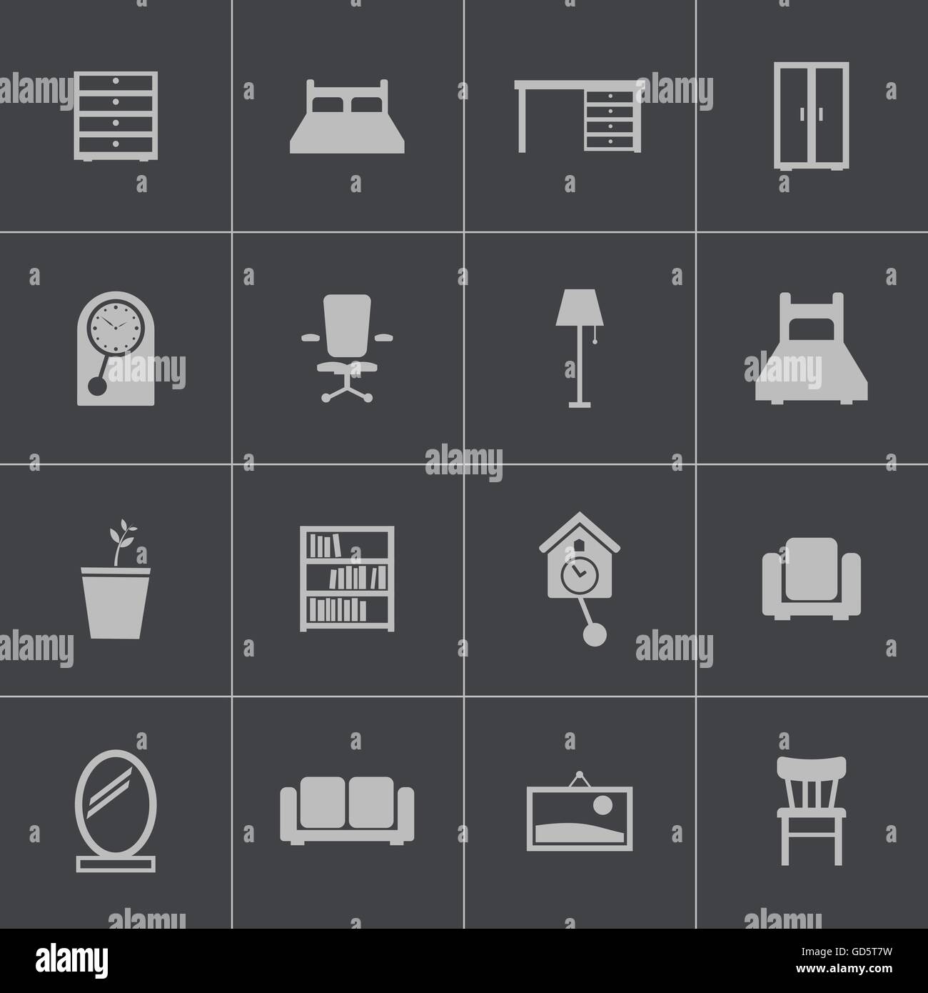 Vector black furniture icons set Stock Vector Image & Art - Alamy