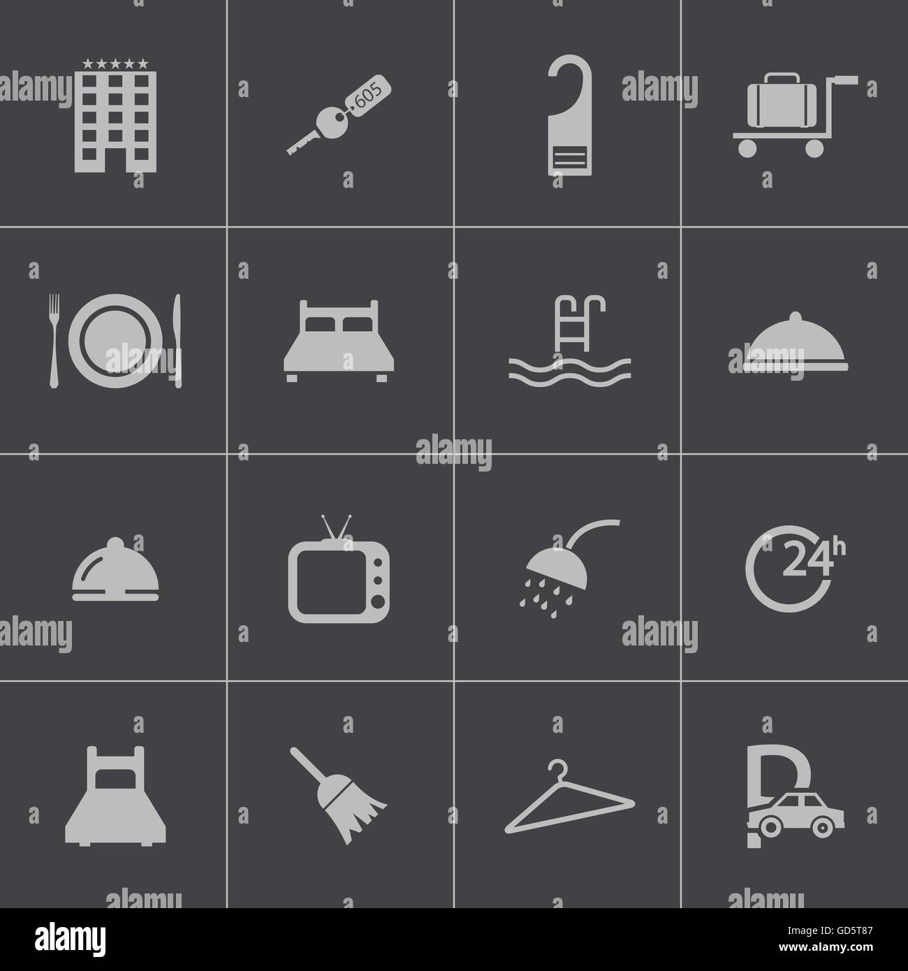 Vector black hotel icons set Stock Vector Image & Art - Alamy
