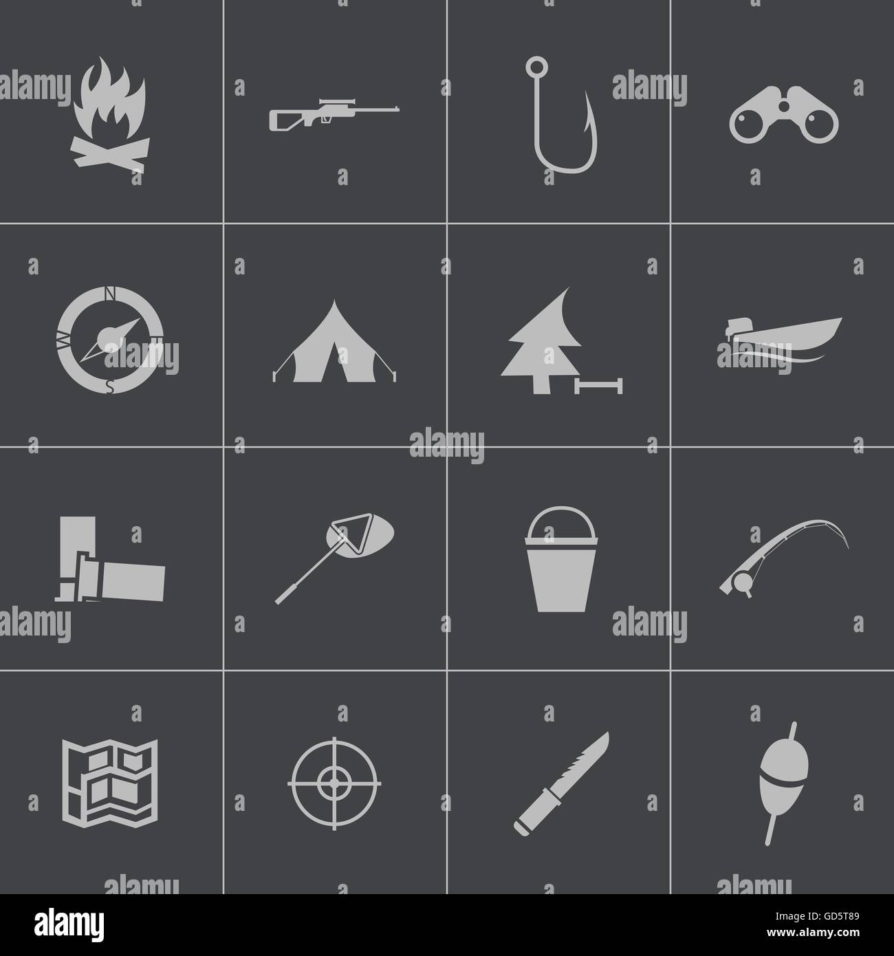 Vector black hunting icons set Stock Vector Image & Art - Alamy