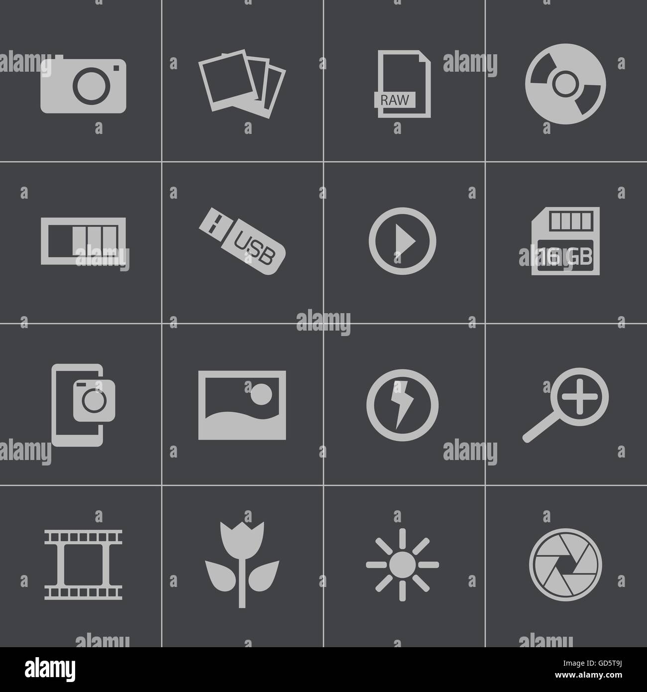 Vector black photo icons set Stock Vector Image & Art - Alamy