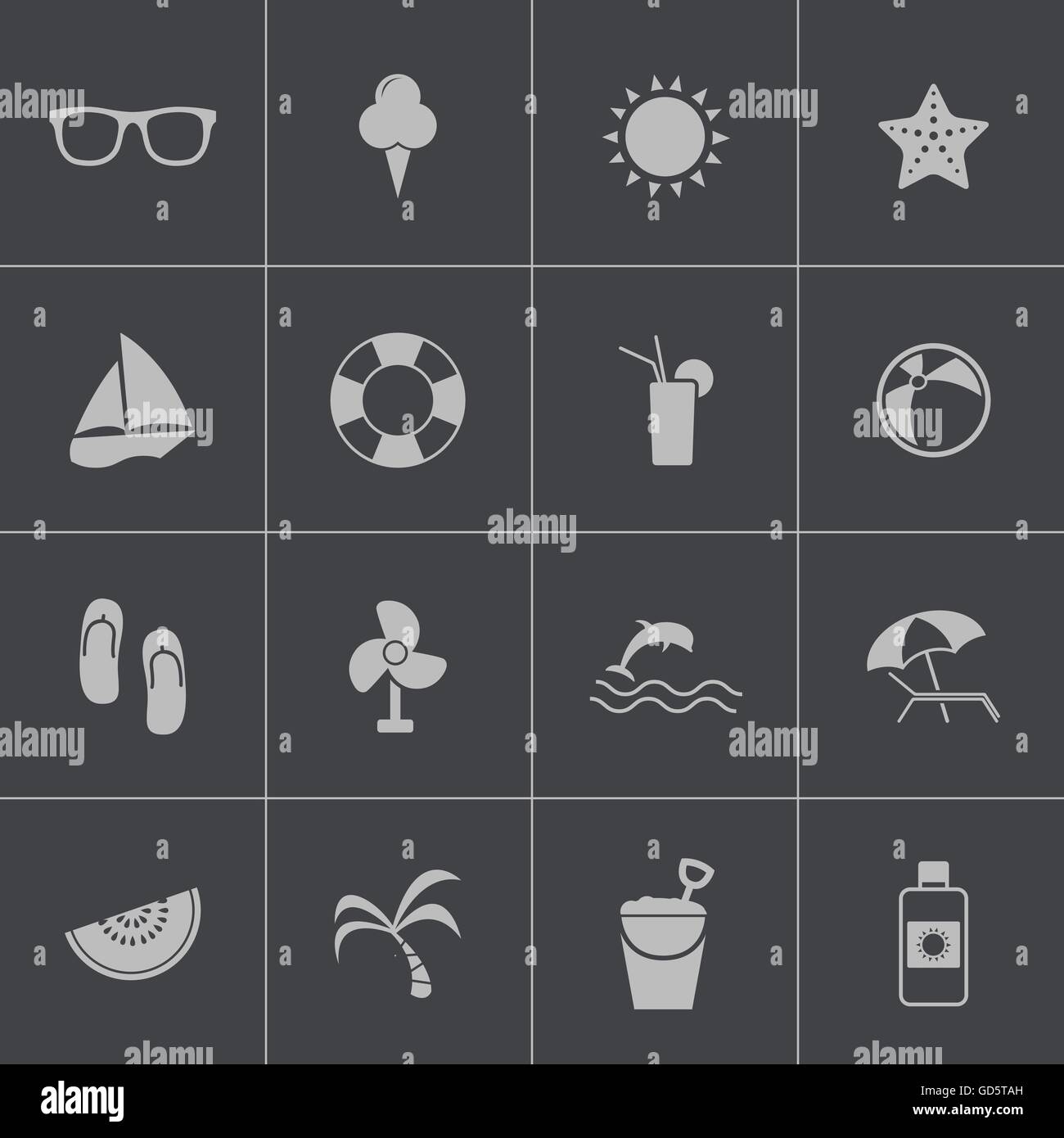 Vector black summer icons set Stock Vector Image & Art - Alamy
