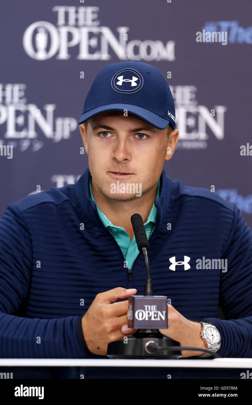USA's Jordan Spieth during a press conference at Royal Troon Golf Club
