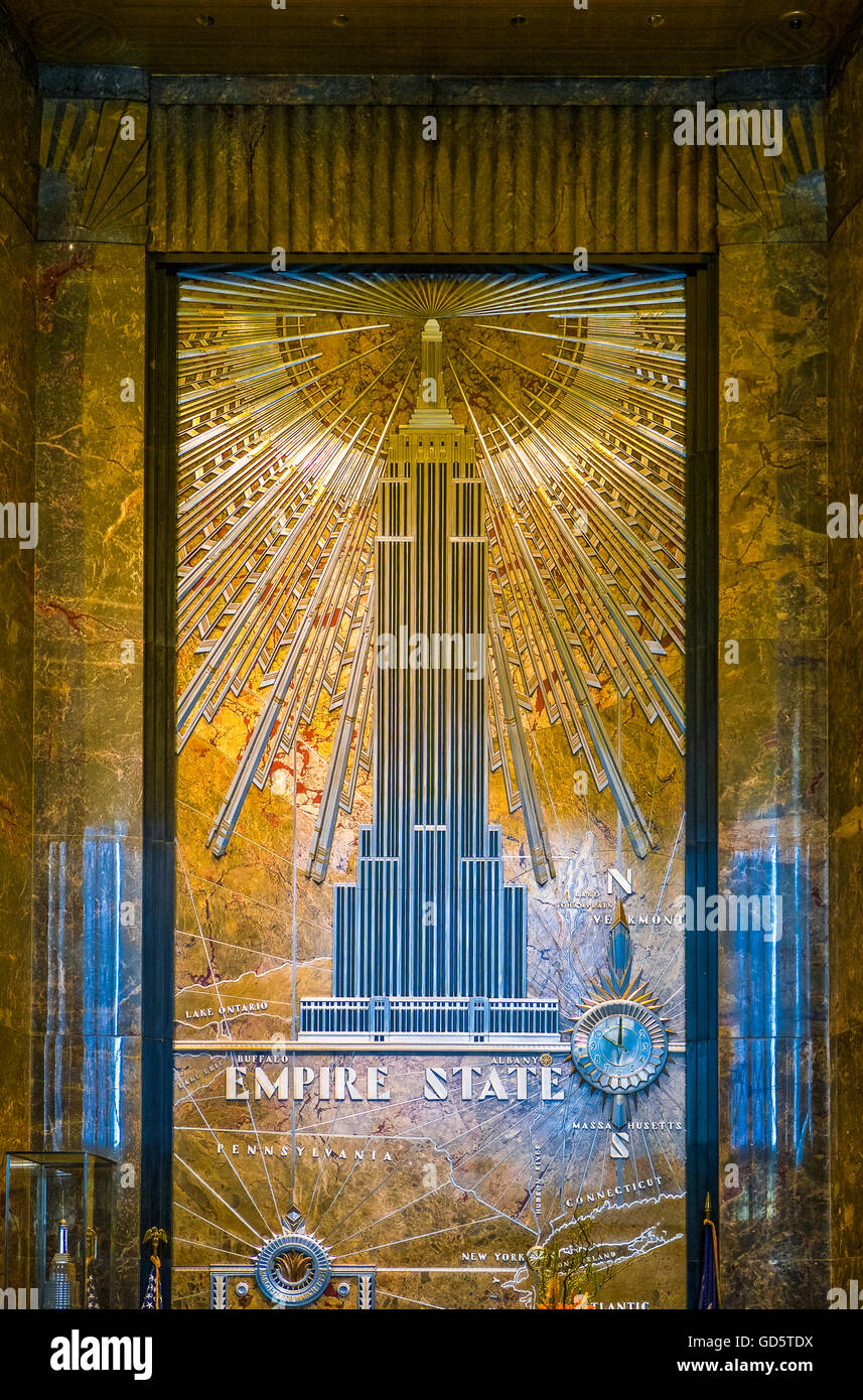 U S A New York Manhattan Inside Decorations Of The Empire State Stock Photo Alamy