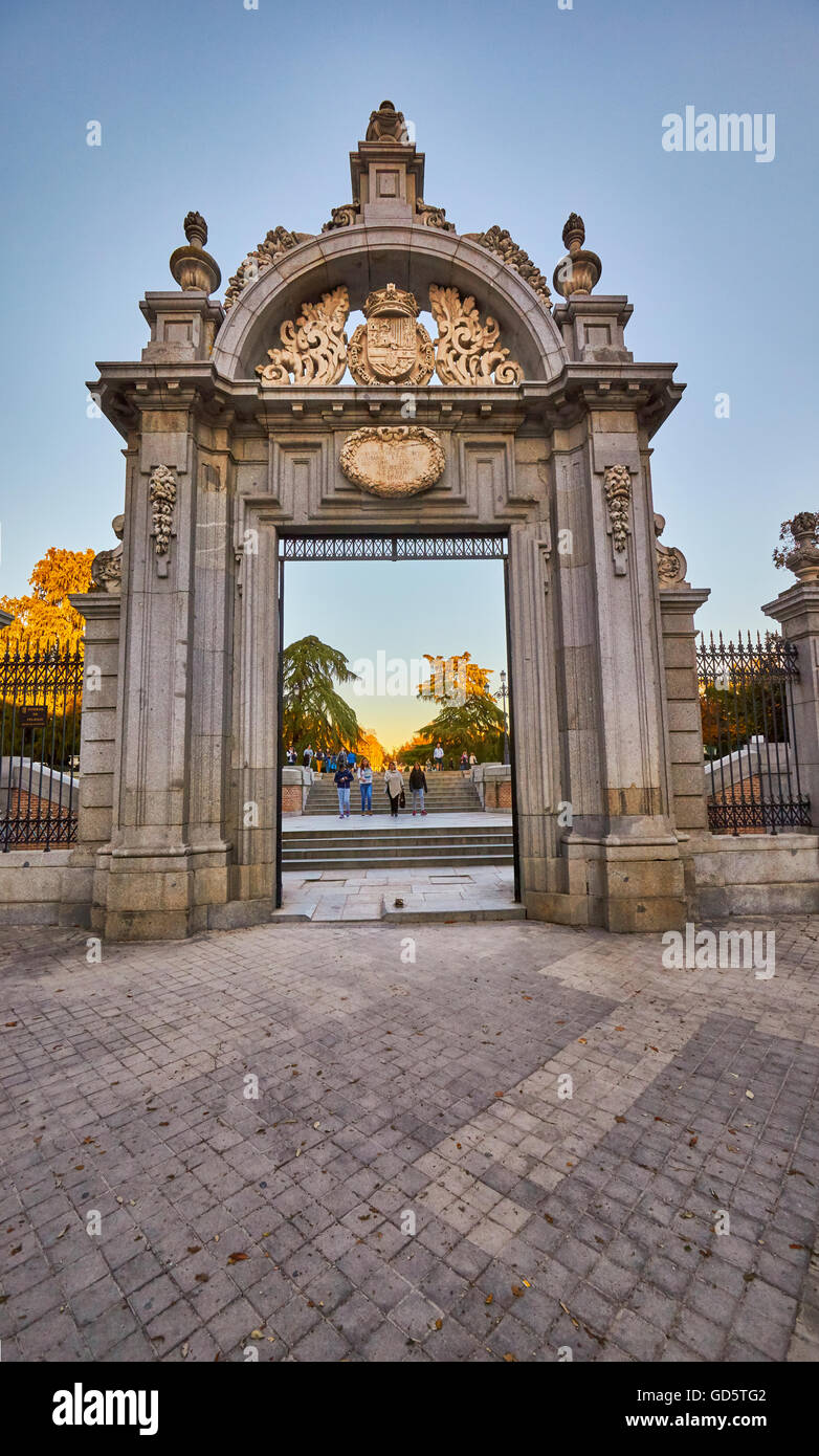 Felipe IV entrance to The Buen Retiro Park. Madrid. Spain. Stock Photo
