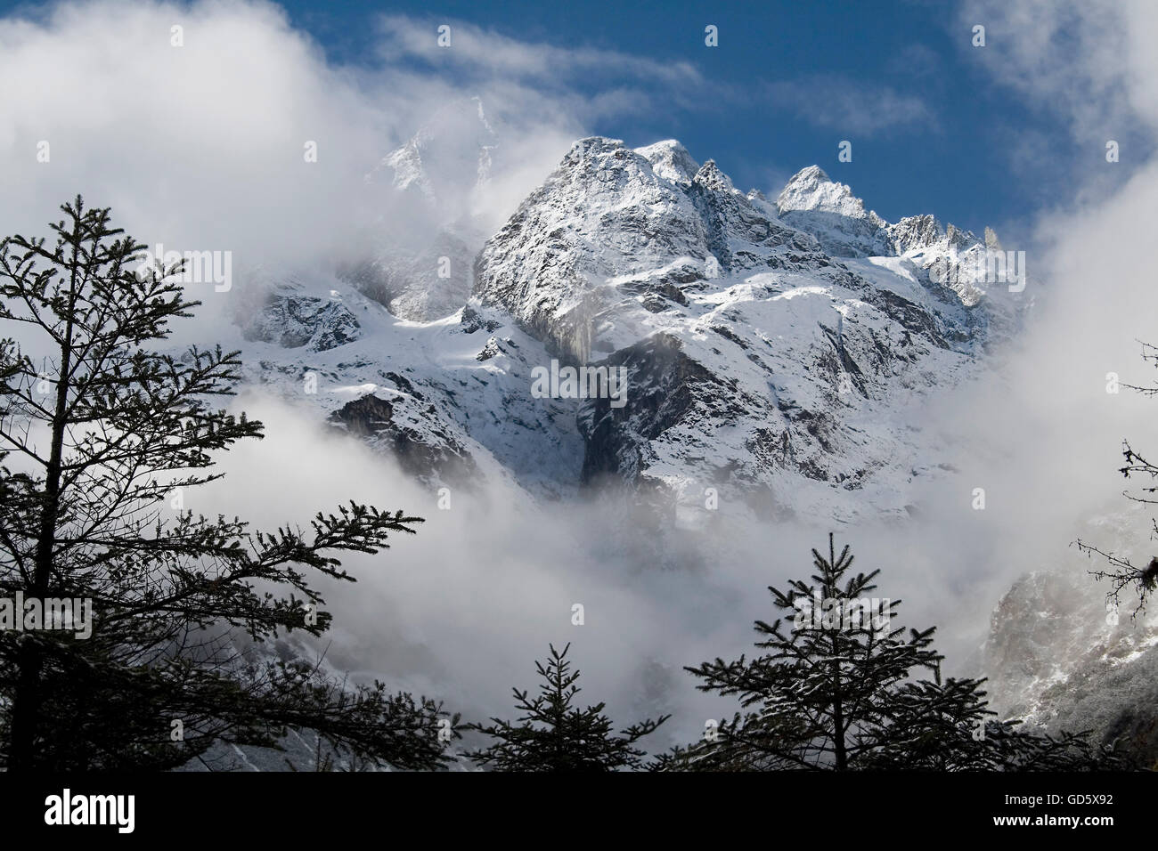 Mountains in Yumthang Valley Stock Photo