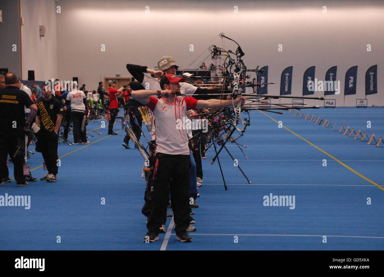 The last indoor event of the 2015-16 winter season '2016 World Archery Indoor Championships' at the ATO Congresium Hall. Stock Photo