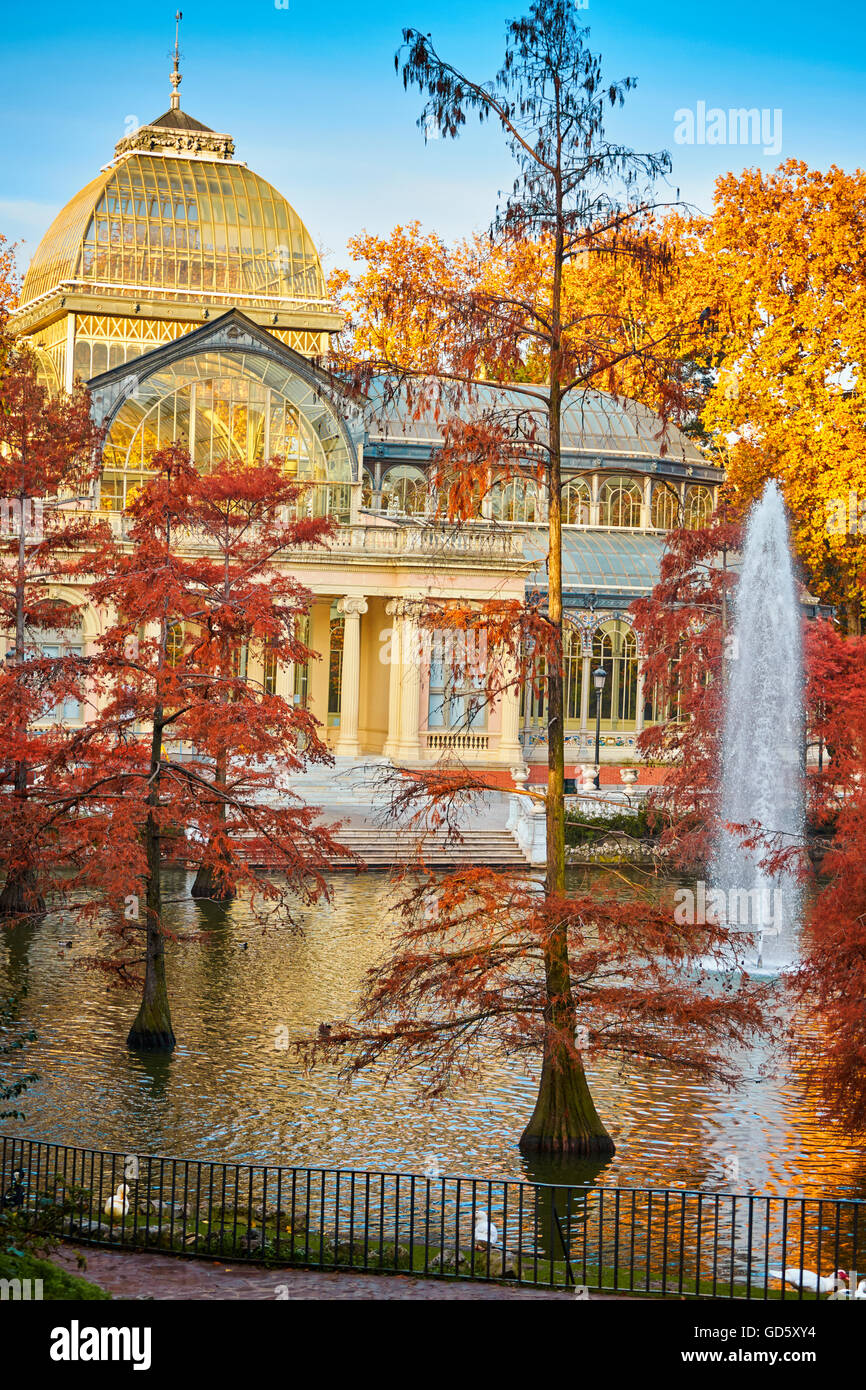 The Palacio de Cristal (Crystal Palace), located in the heart of The Buen Retiro Park. Madrid. Spain Stock Photo