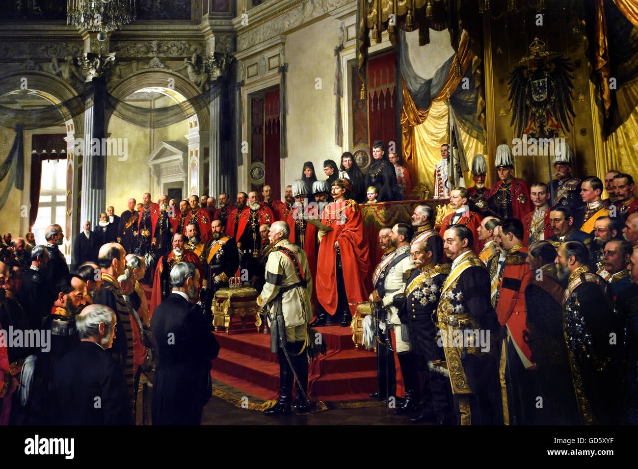 Inauguration of the Reichstags  by Wilhelm II White Hall of the Berlin City Palace German Germany (  The opening of the Reichstag in the White Hall of the Berlin Schloss, by Wilhelm II. June 25, 1888) Stock Photo