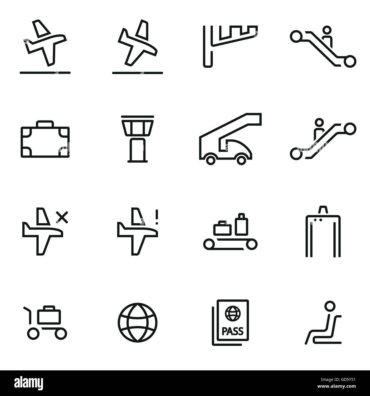 Vector illustration of thin line icons - airport Stock Vector Image ...