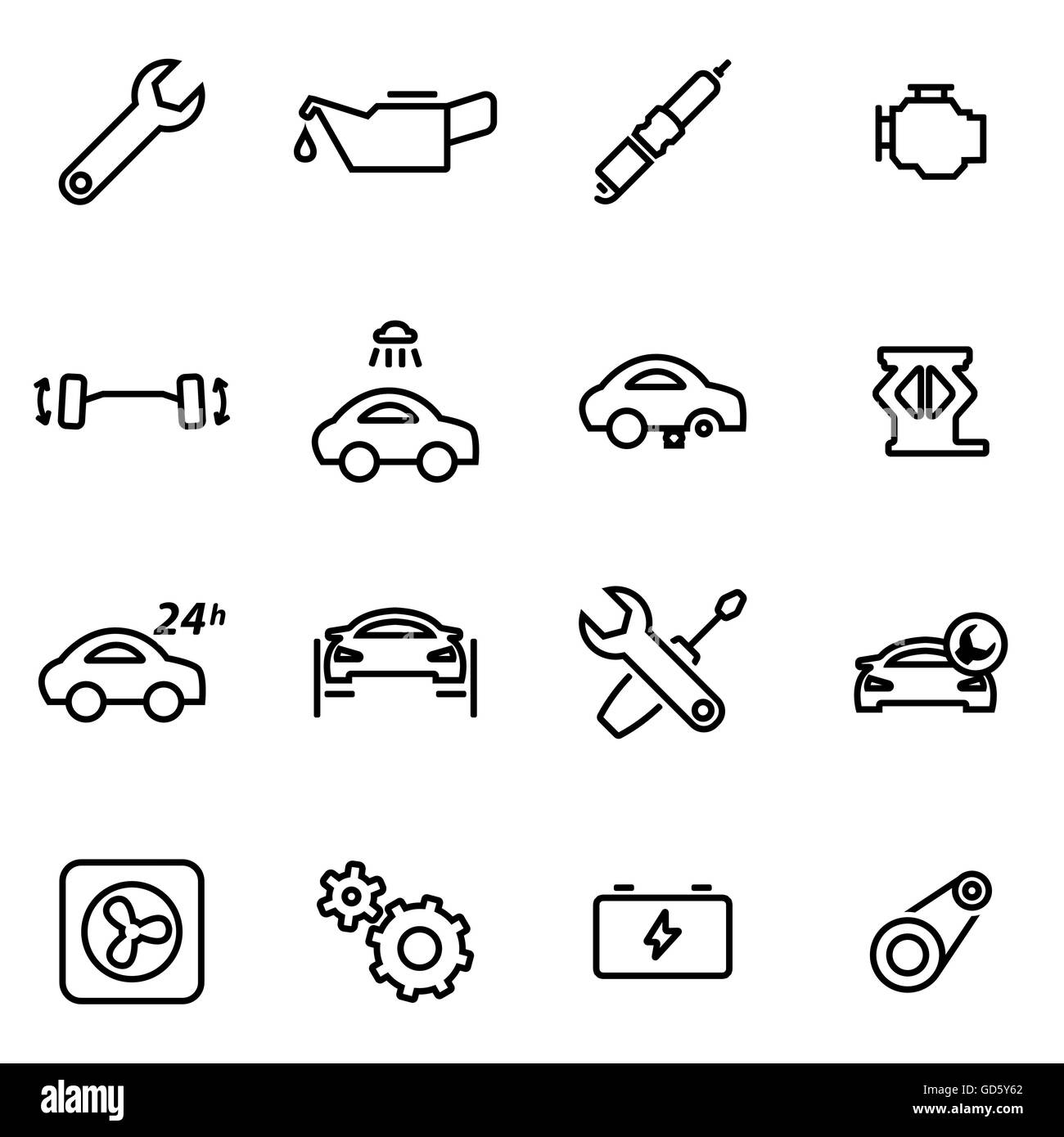 Vector illustration of thin line icons car service Stock Vector Image