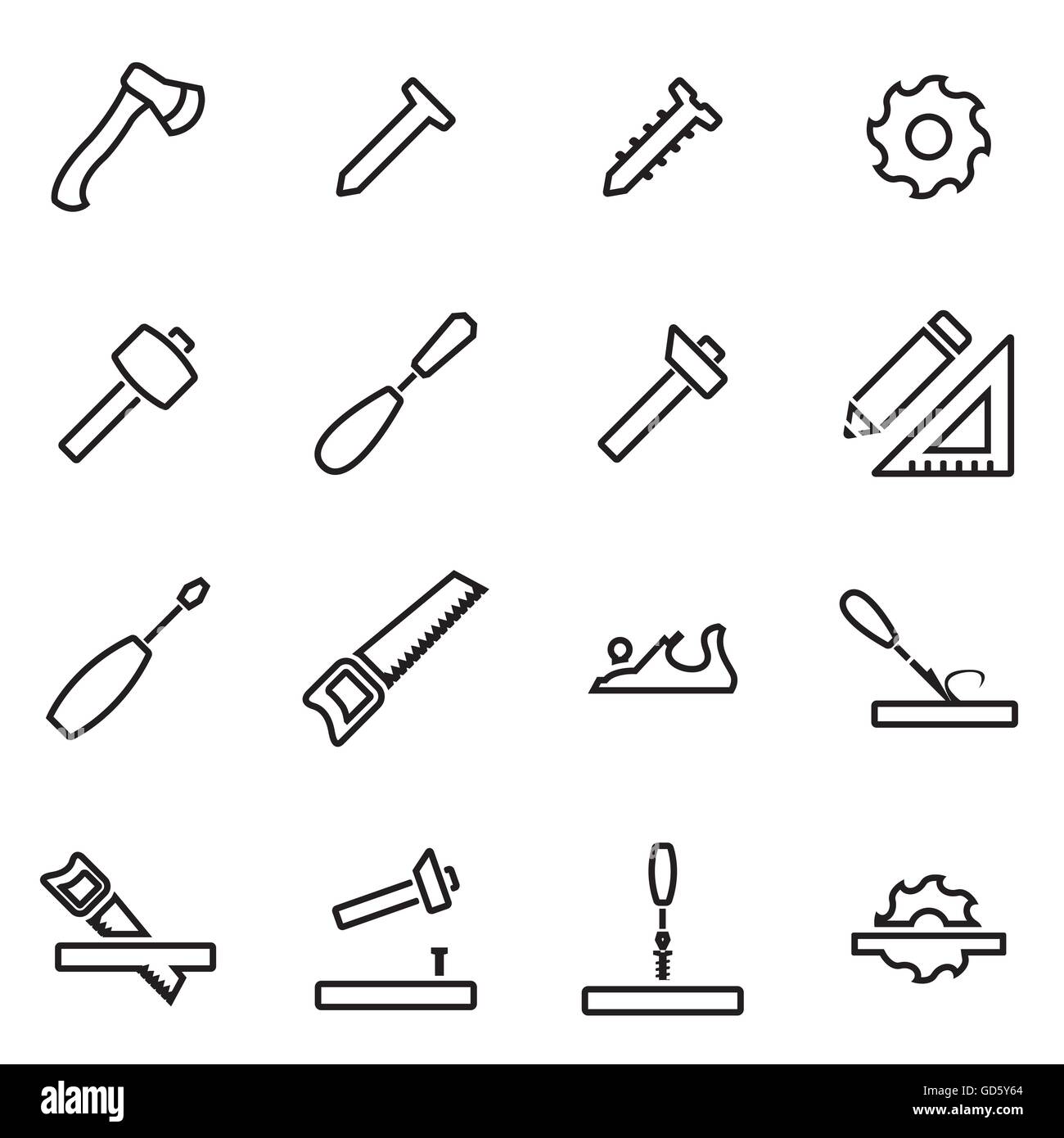 Vector illustration of thin line icons - carpentry Stock Vector Image ...