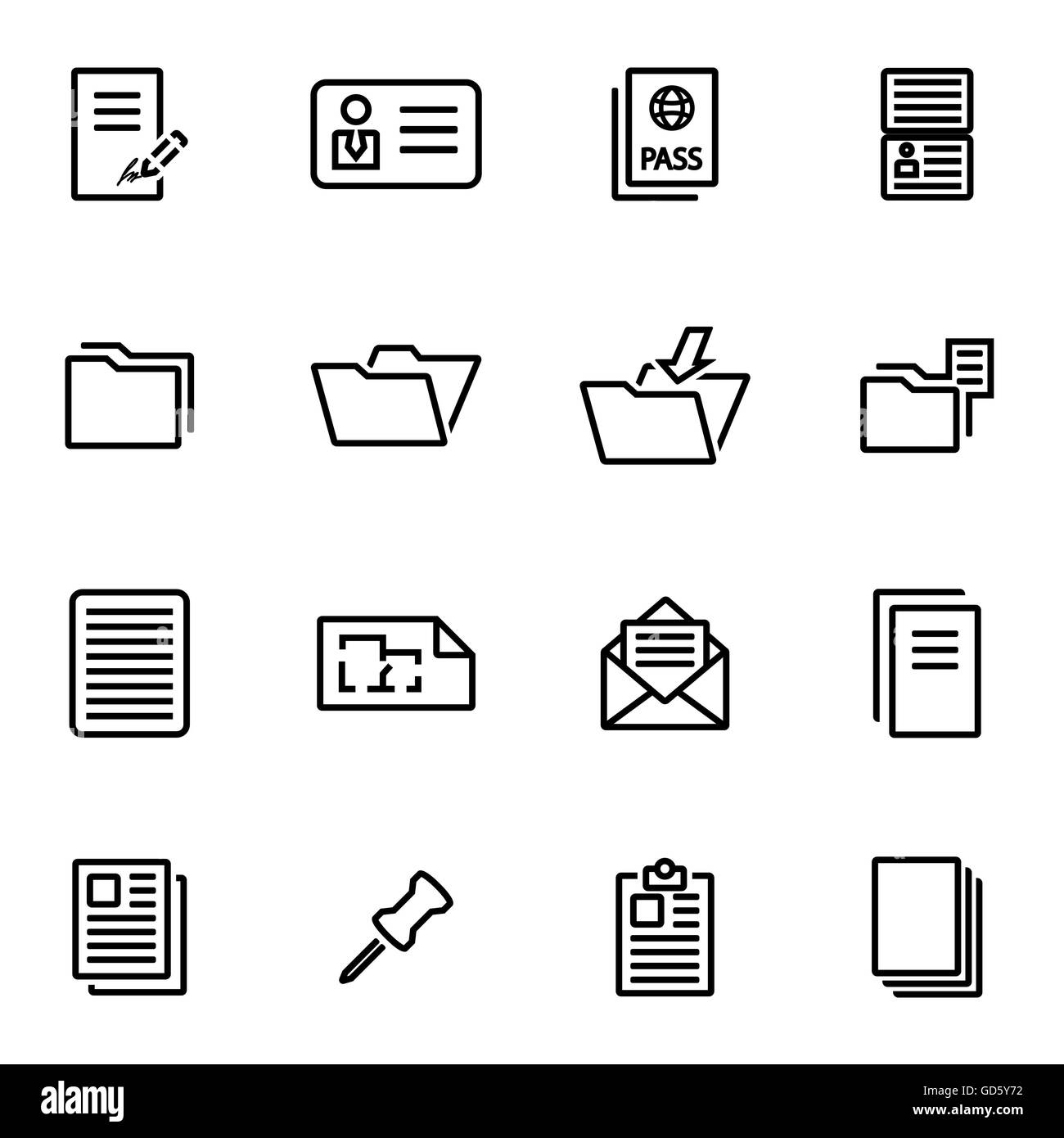 Vector illustration of thin line icons - folder Stock Vector Image ...