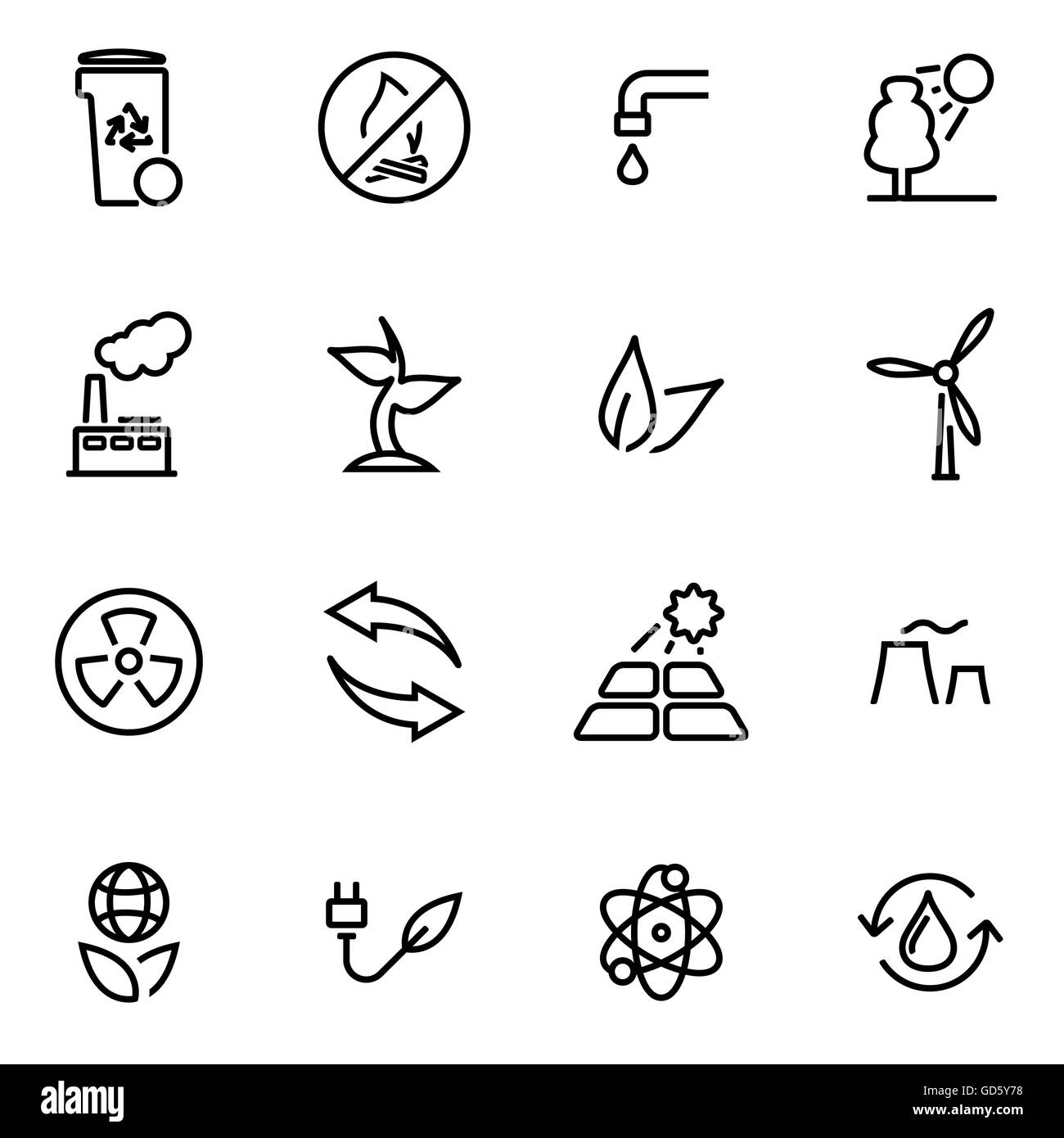 Vector illustration of thin line icons - eco Stock Vector Image & Art ...