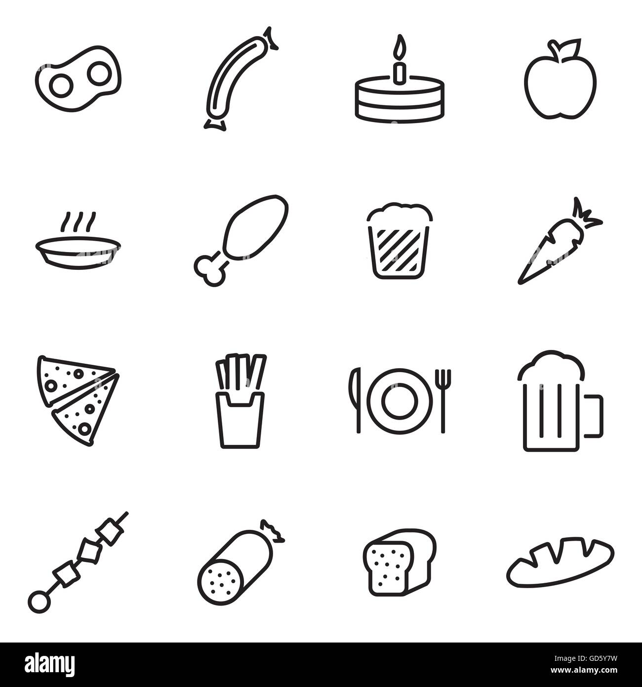 Vector illustration of thin line icons - food Stock Vector Image & Art ...