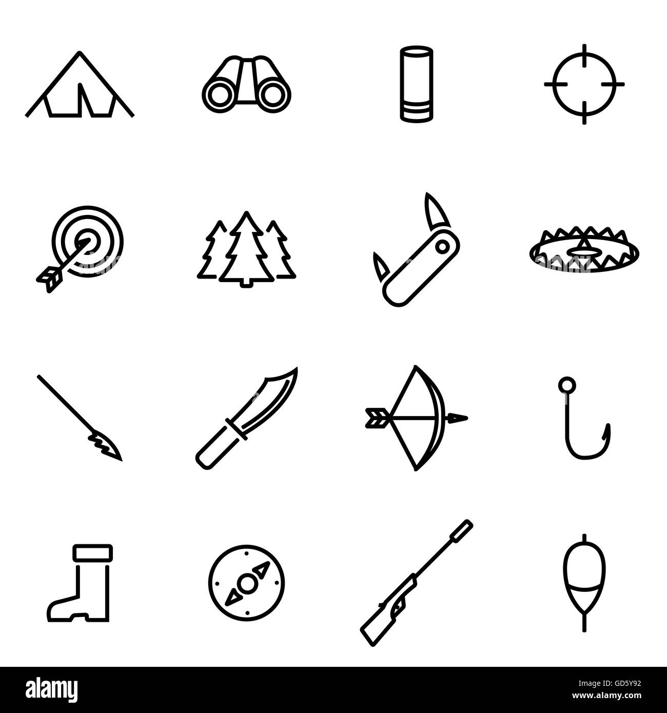 Vector illustration of thin line icons - hunting Stock Vector Image ...