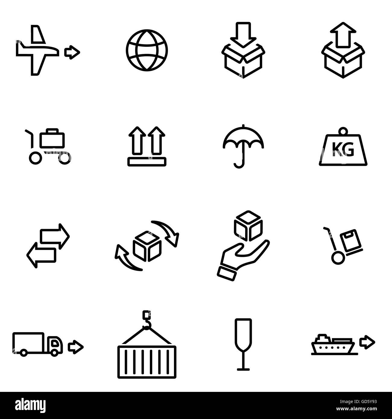 Vector illustration of thin line icons - logistic Stock Vector Image ...