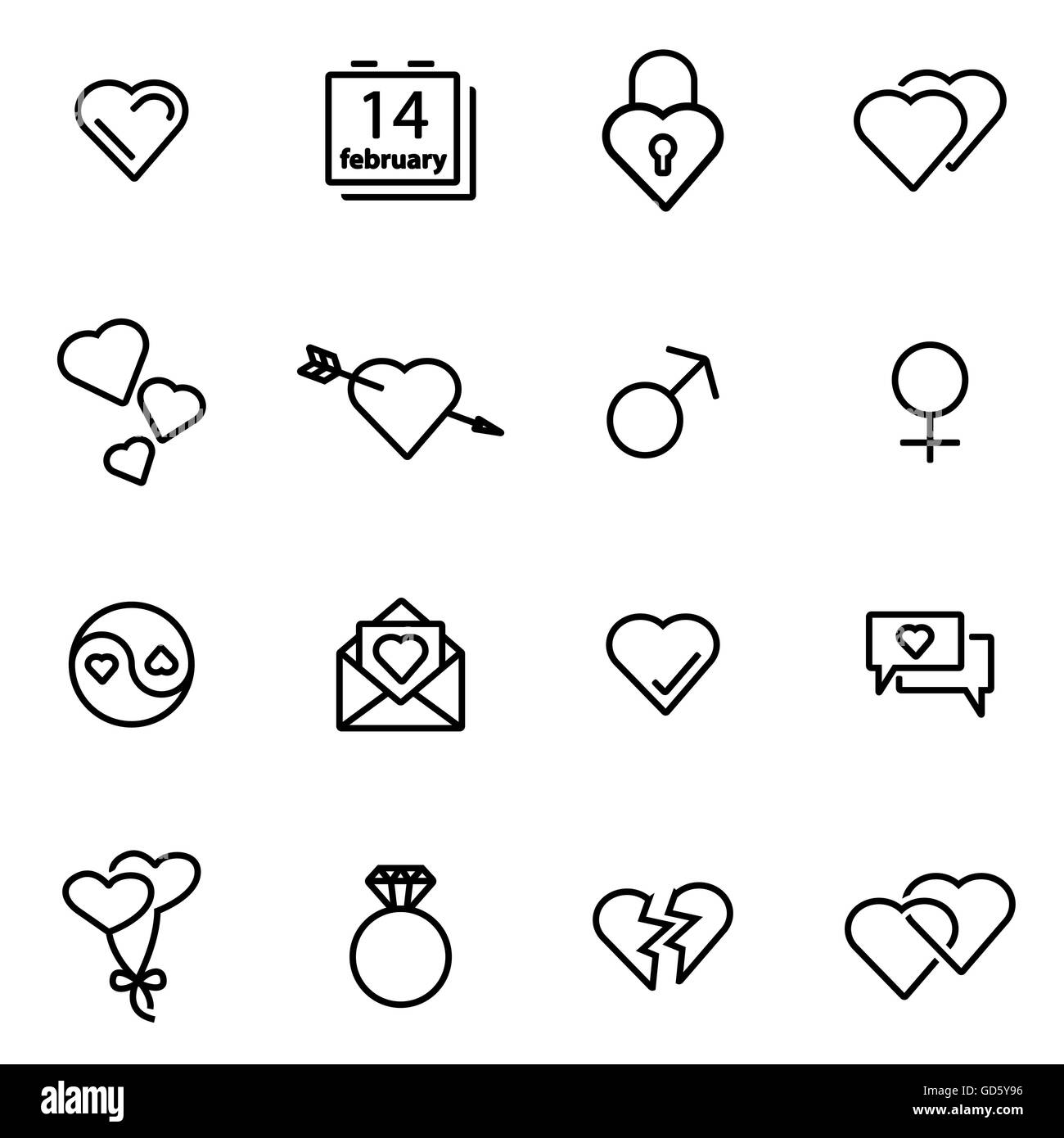 Vector illustration of thin line icons - love Stock Vector Image & Art ...