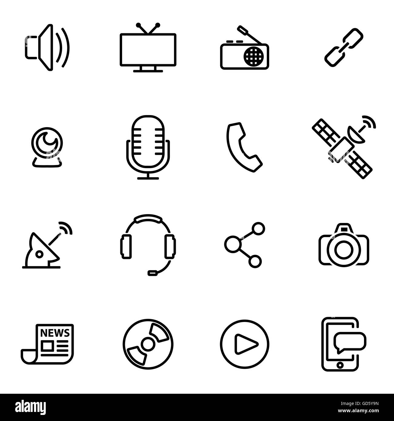 Vector illustration of thin line icons - media Stock Vector Image & Art ...