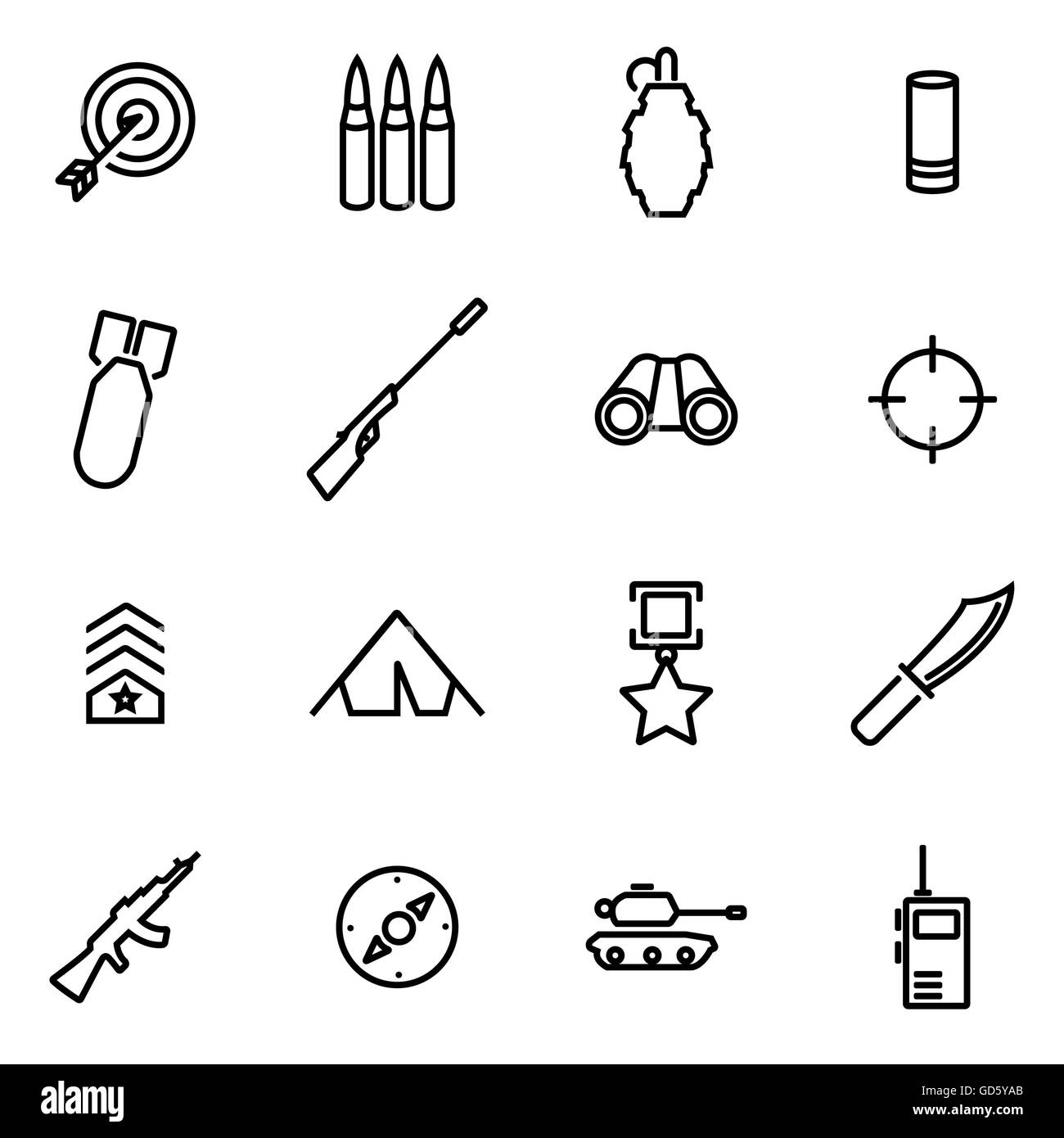 Vector illustration of thin line icons - military Stock Vector Image ...