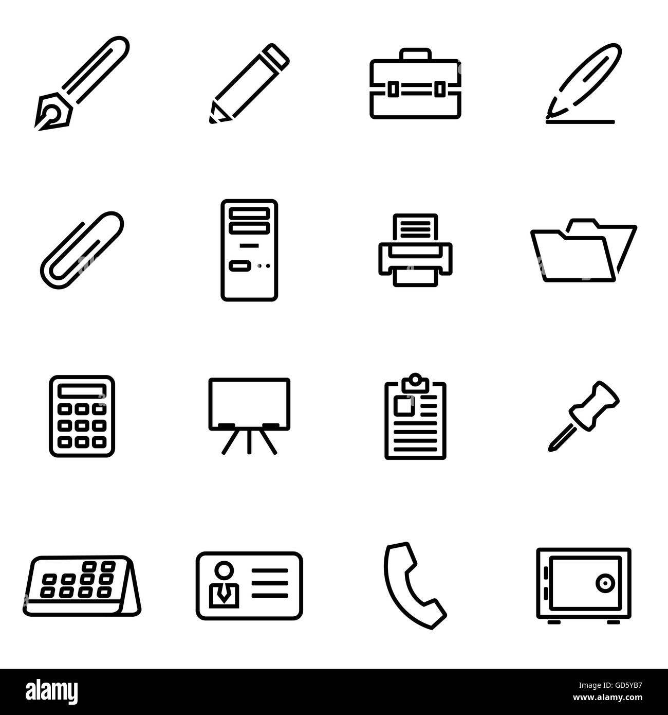 Vector illustration of thin line icons - office Stock Vector Image ...