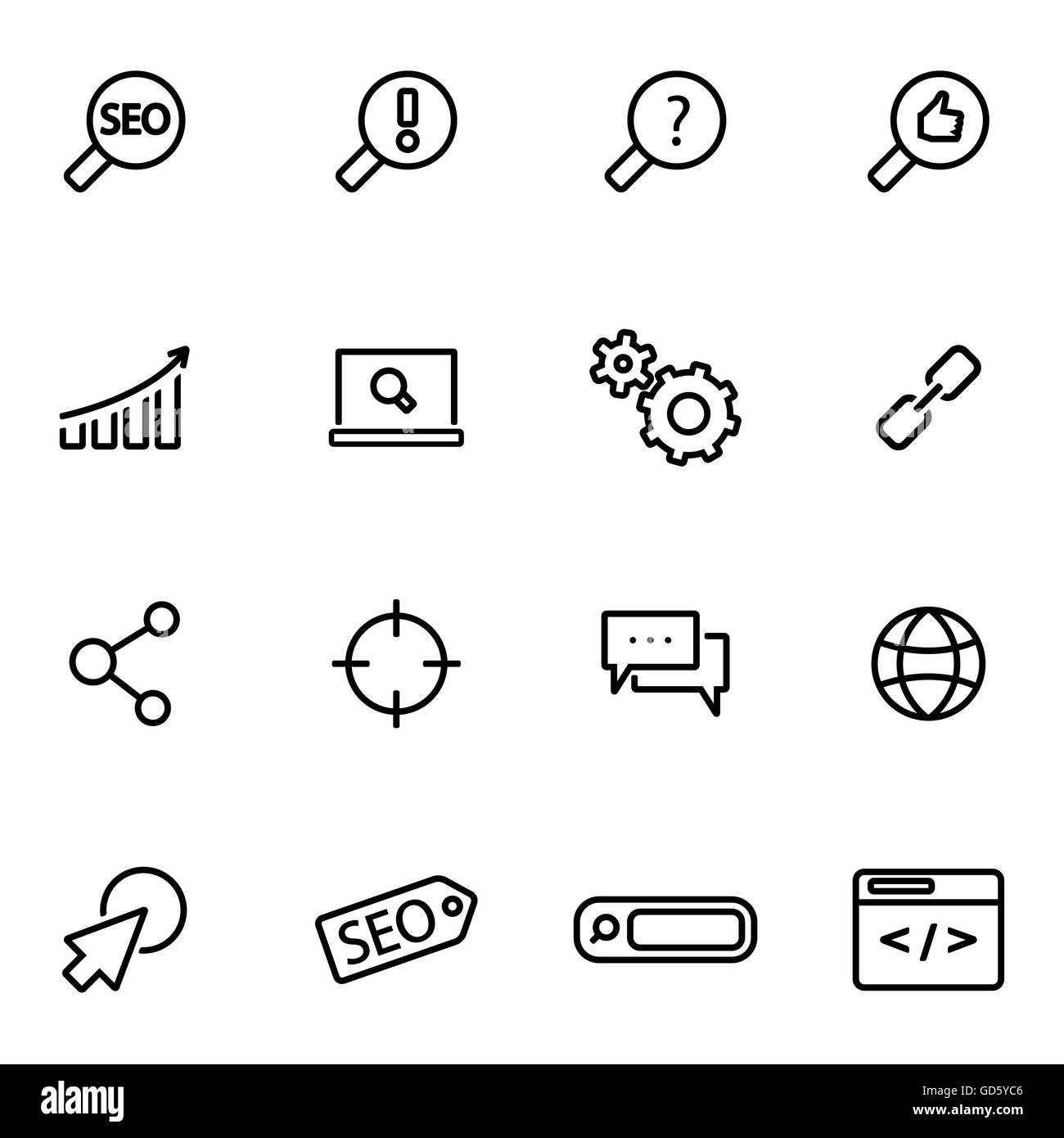 Vector illustration of thin line icons - seo Stock Vector Image & Art ...
