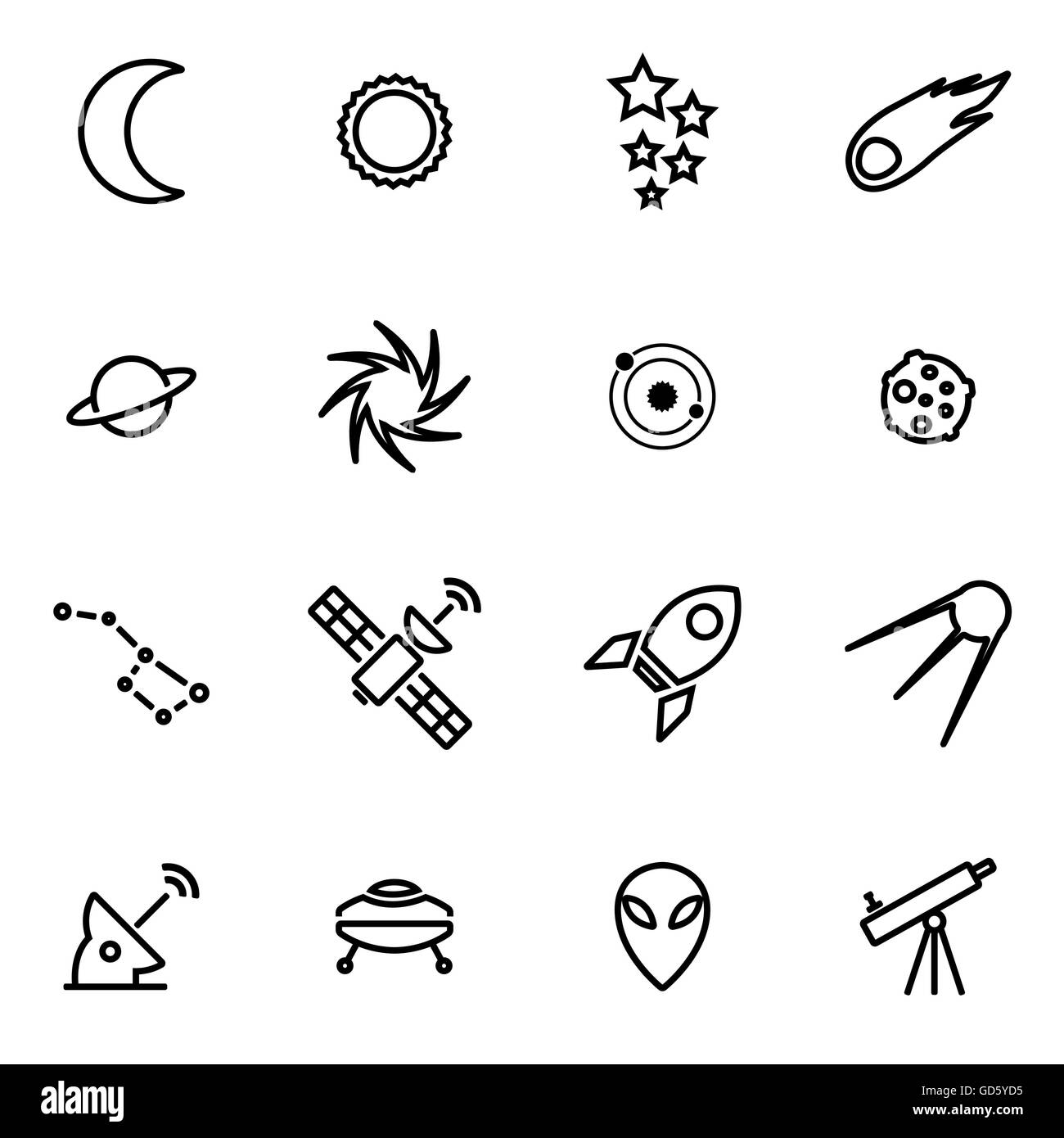Vector illustration of thin line icons - space Stock Vector Image & Art ...
