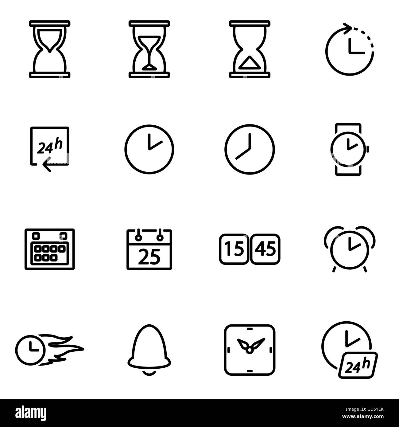 Vector illustration of thin line icons - time Stock Vector Image & Art ...