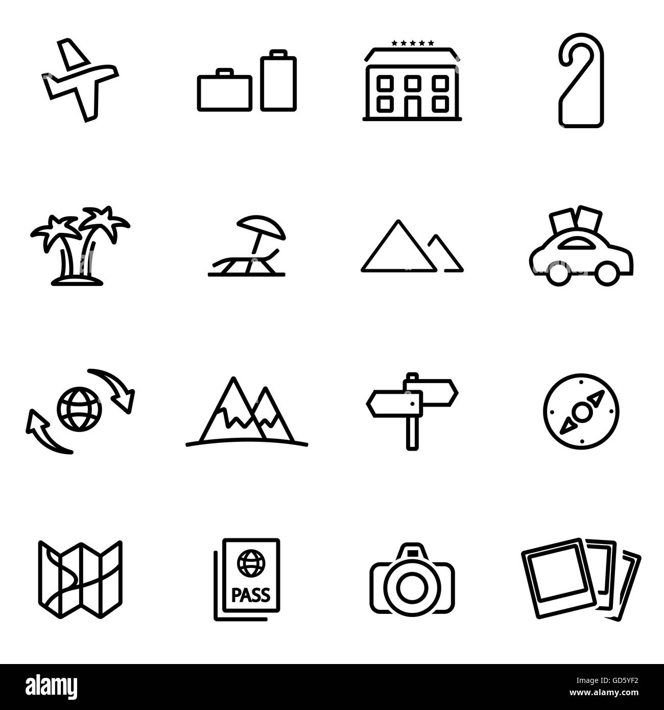 Vector illustration of thin line icons - travel Stock Vector Image ...