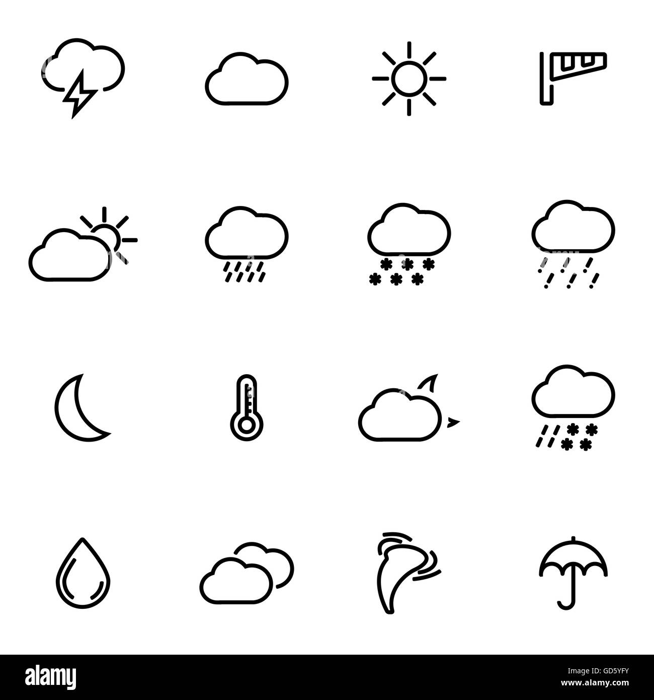 Vector illustration of thin line icons - weather Stock Vector Image ...