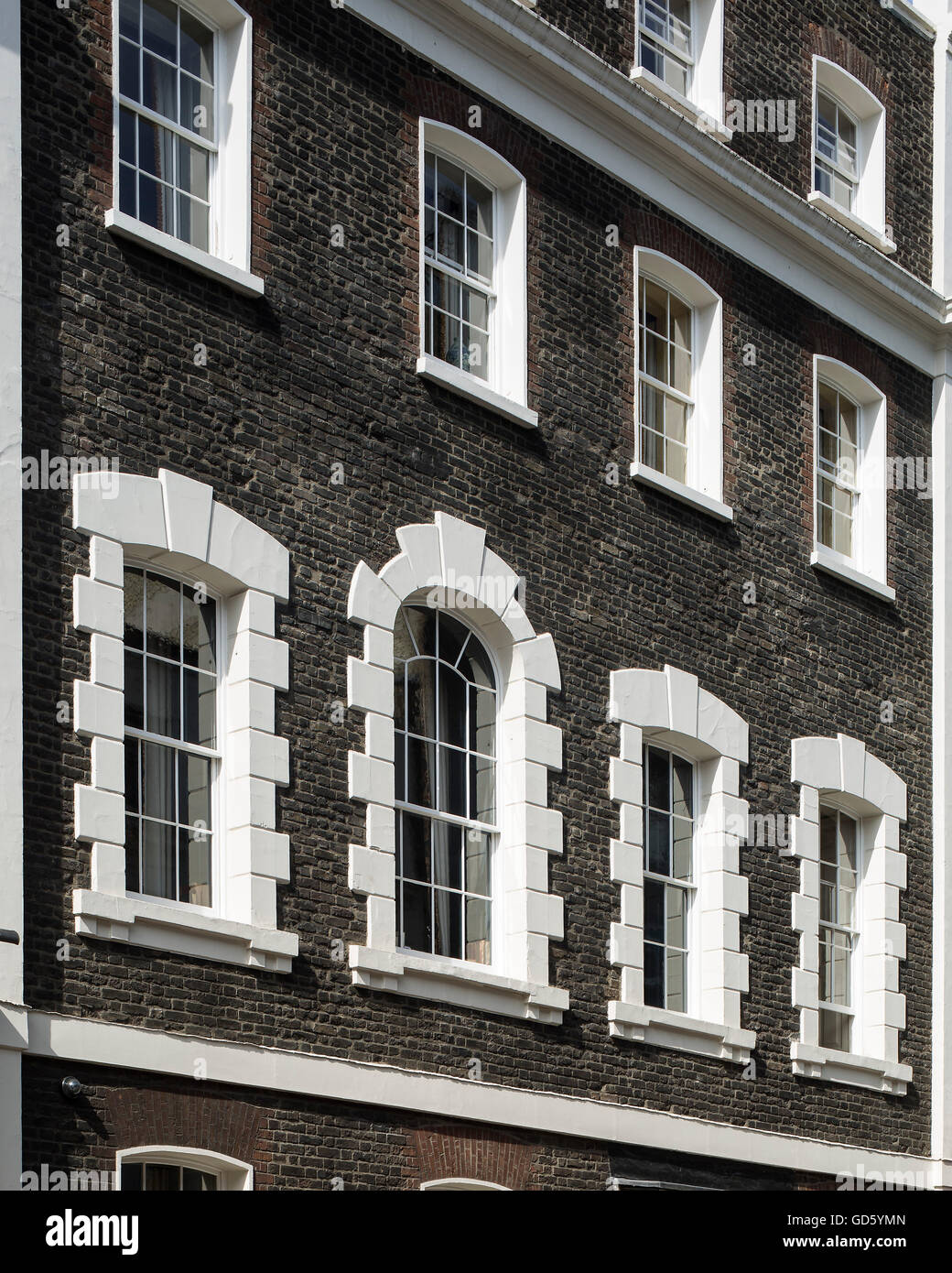 Detail View of Front facade. 76 Dean Street, London, United Kingdom. Architect: SODA., 2016. Stock Photo