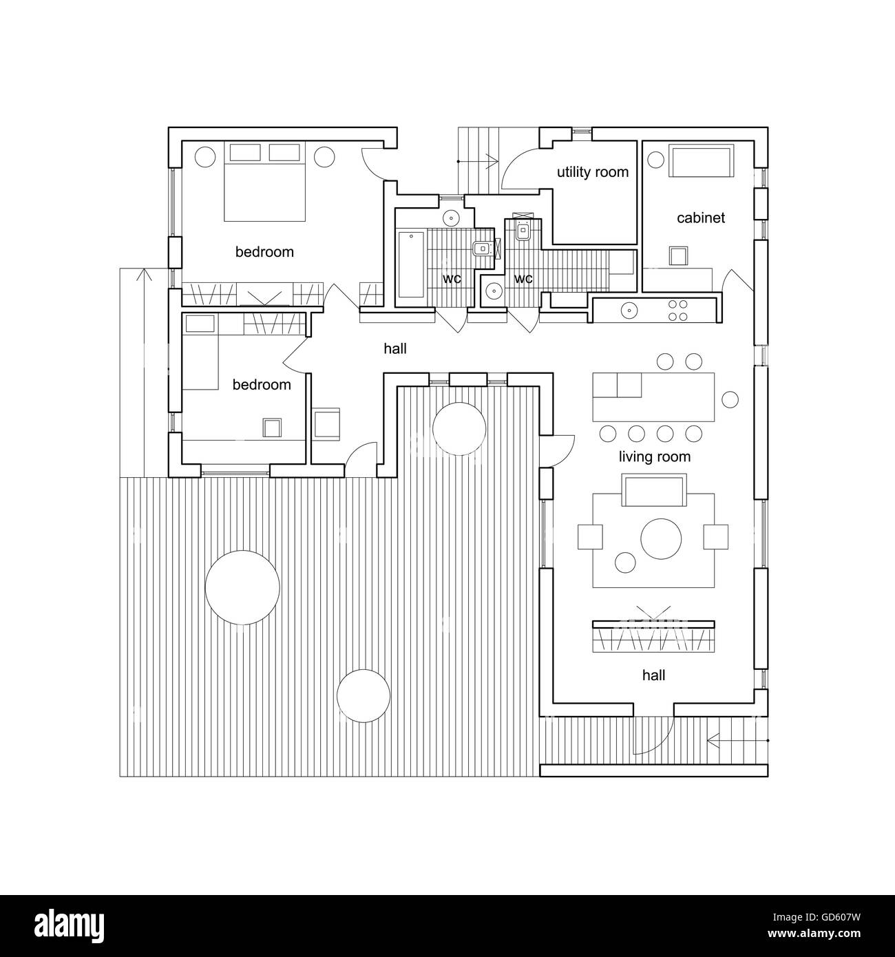 House Floor Plan Architectural Black And White Stock Photos Images Alamy