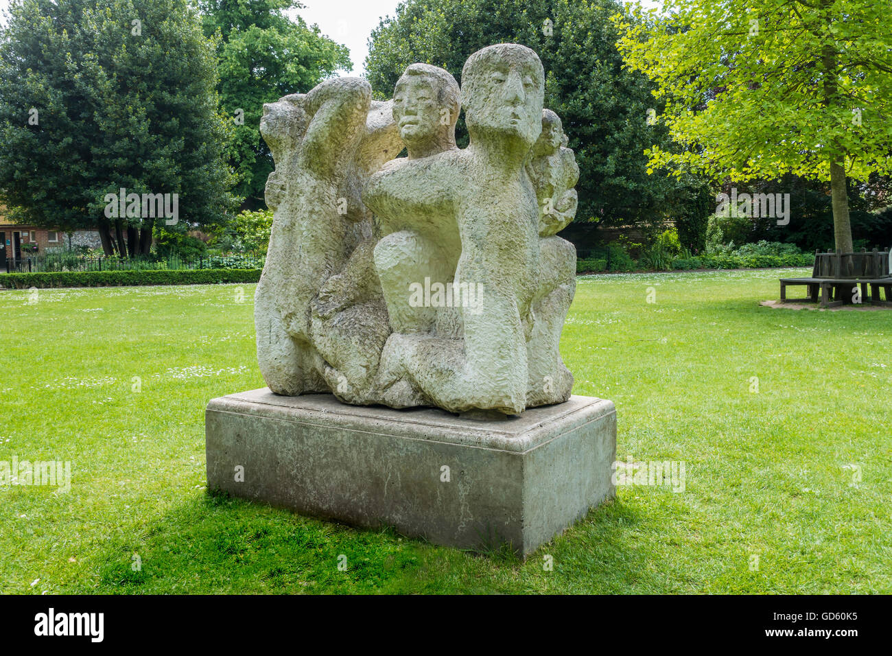 Statue Lewis Group by Jon Edgar 2010 Southover Grange Gardens Lewes Sussex Stock Photo