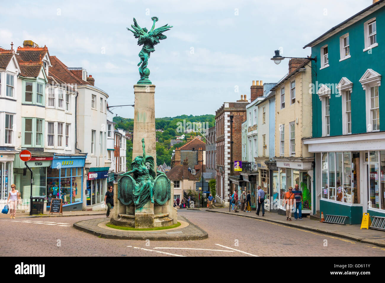 High Street Lewes War Memorial Lewes Sussex Stock Photo